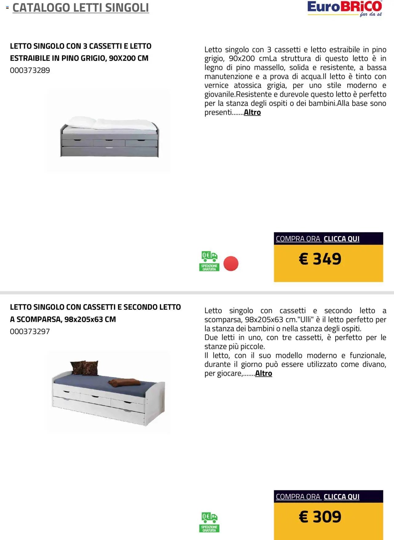 Eurobrico Letti Singoli catalogo