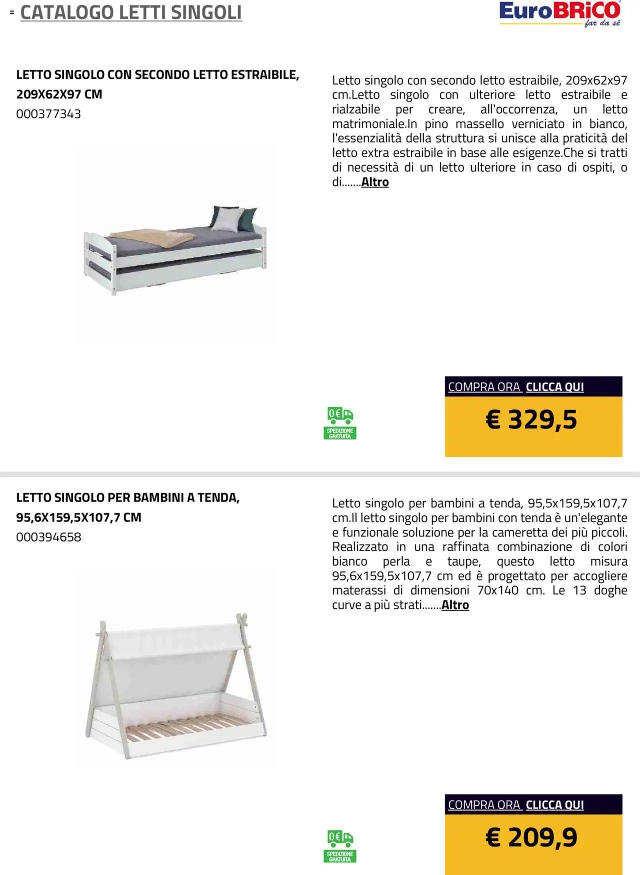Eurobrico Letti Singoli catalogo