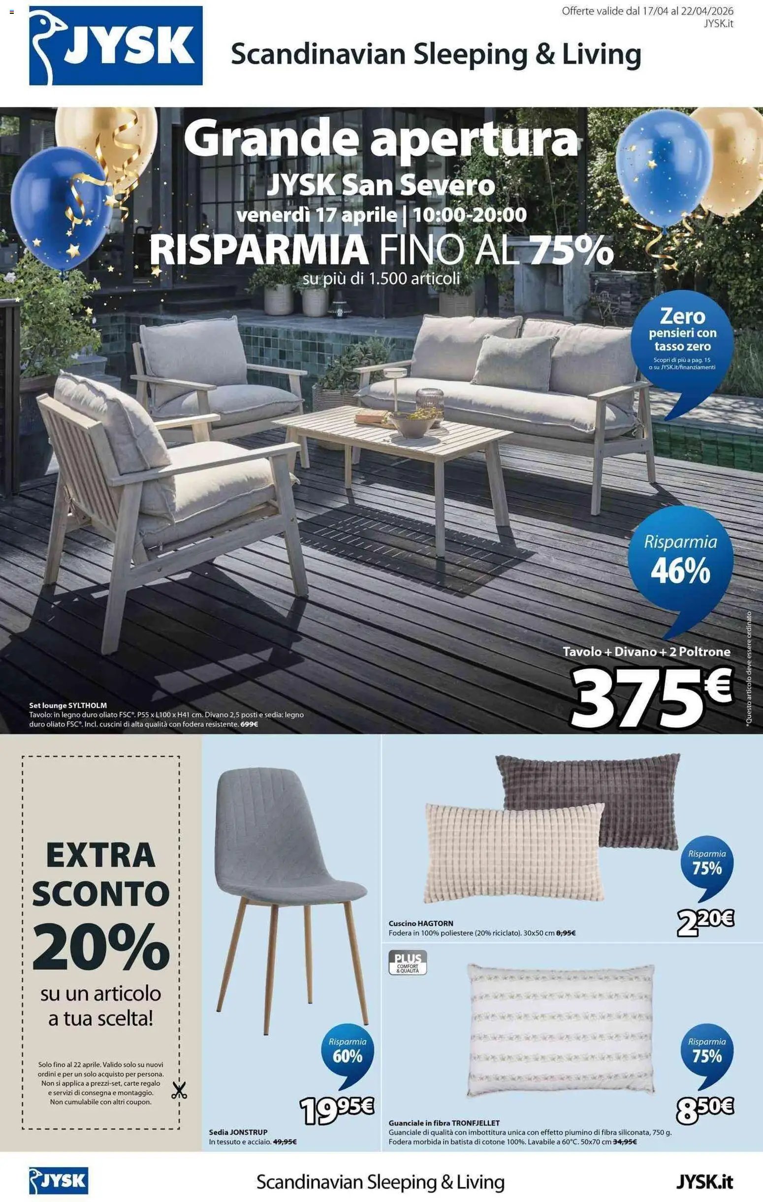 JYSK volantino Grande Apertura San Severo (2026-04-17 - 2026-04-22)