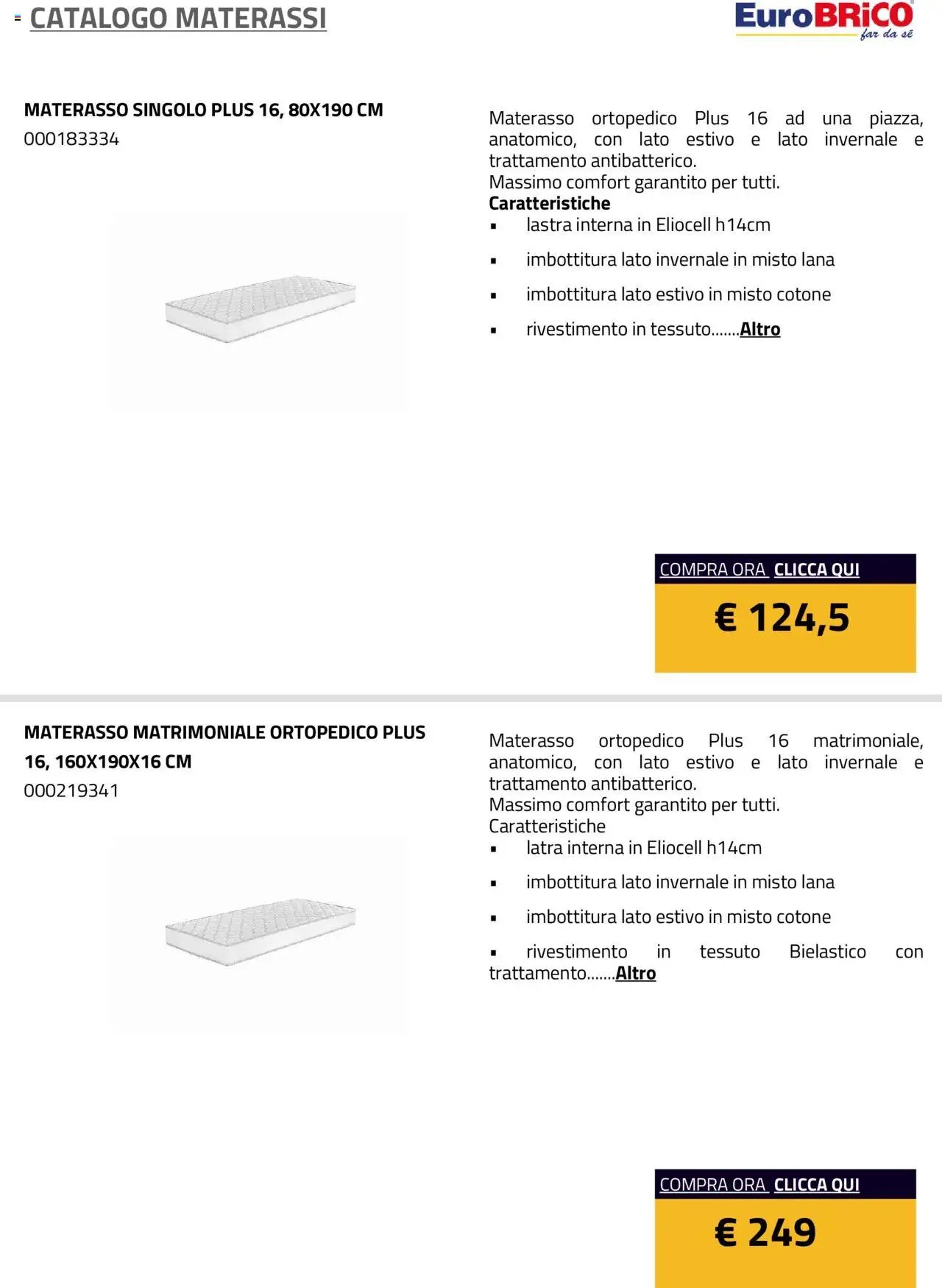 Eurobrico Materassi catalogo