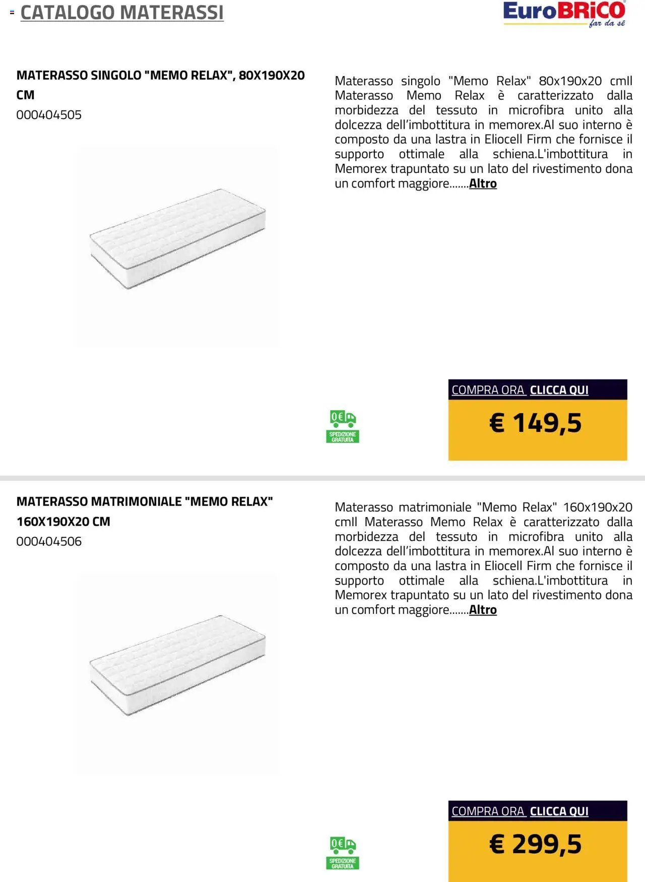 Eurobrico Materassi catalogo