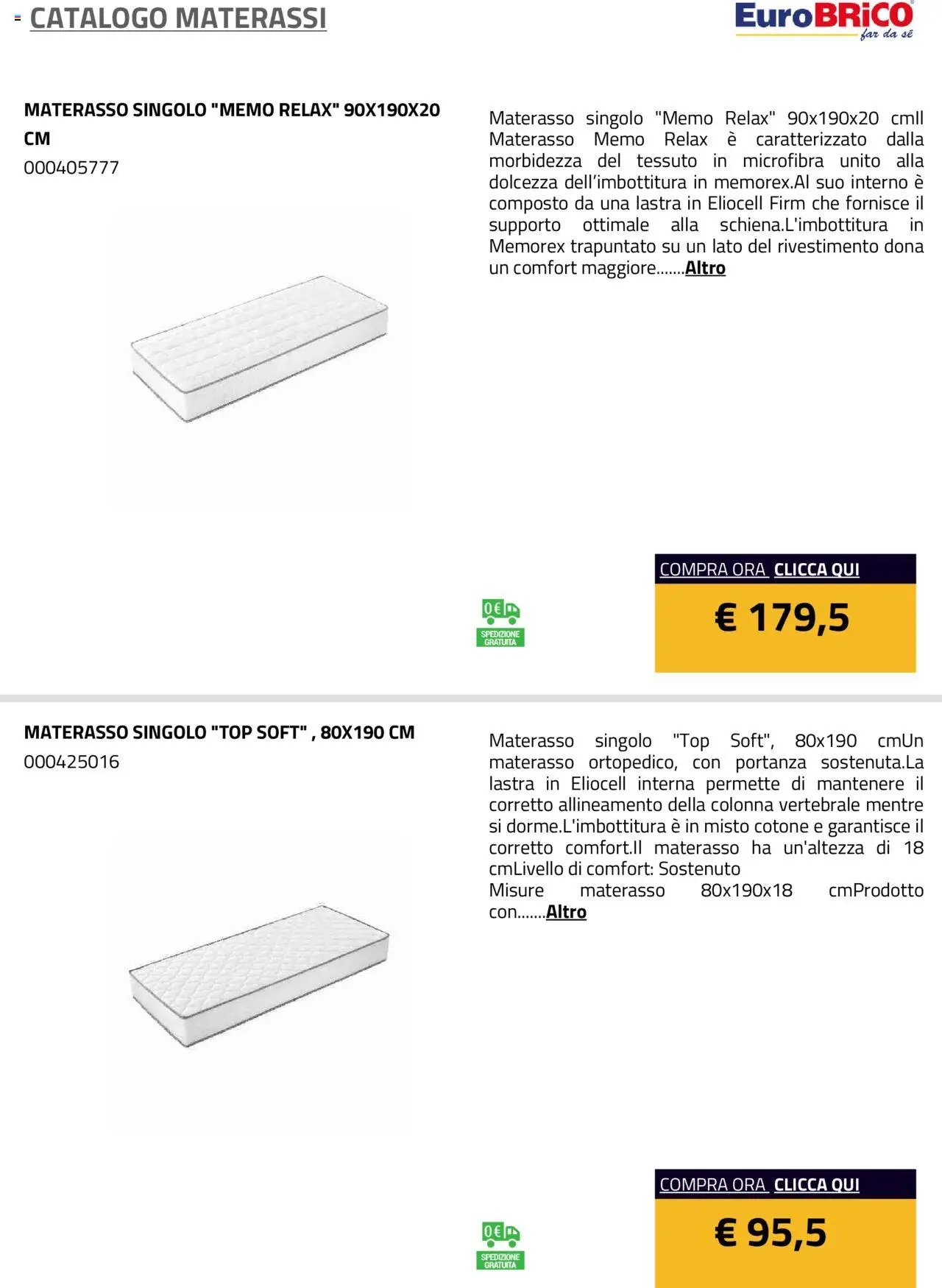 Eurobrico Materassi catalogo