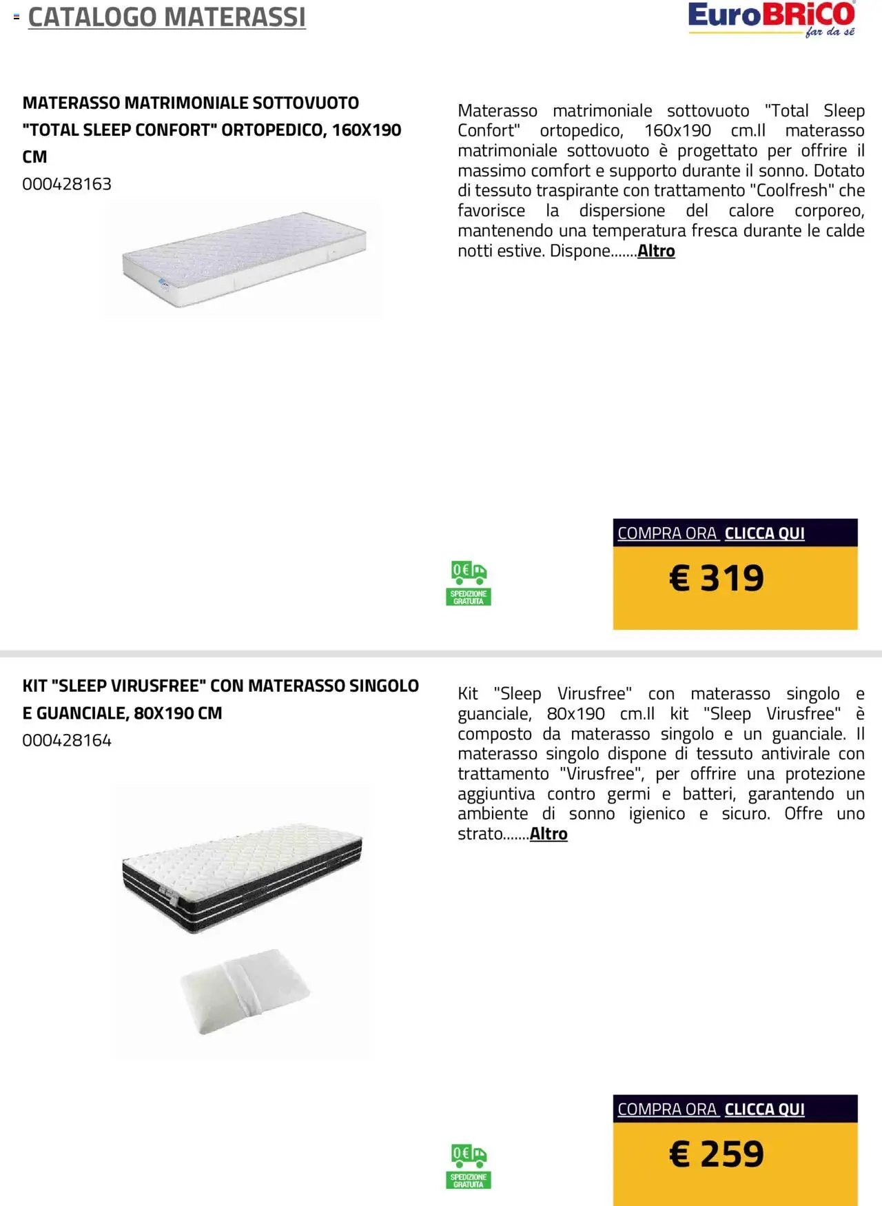 Eurobrico Materassi catalogo