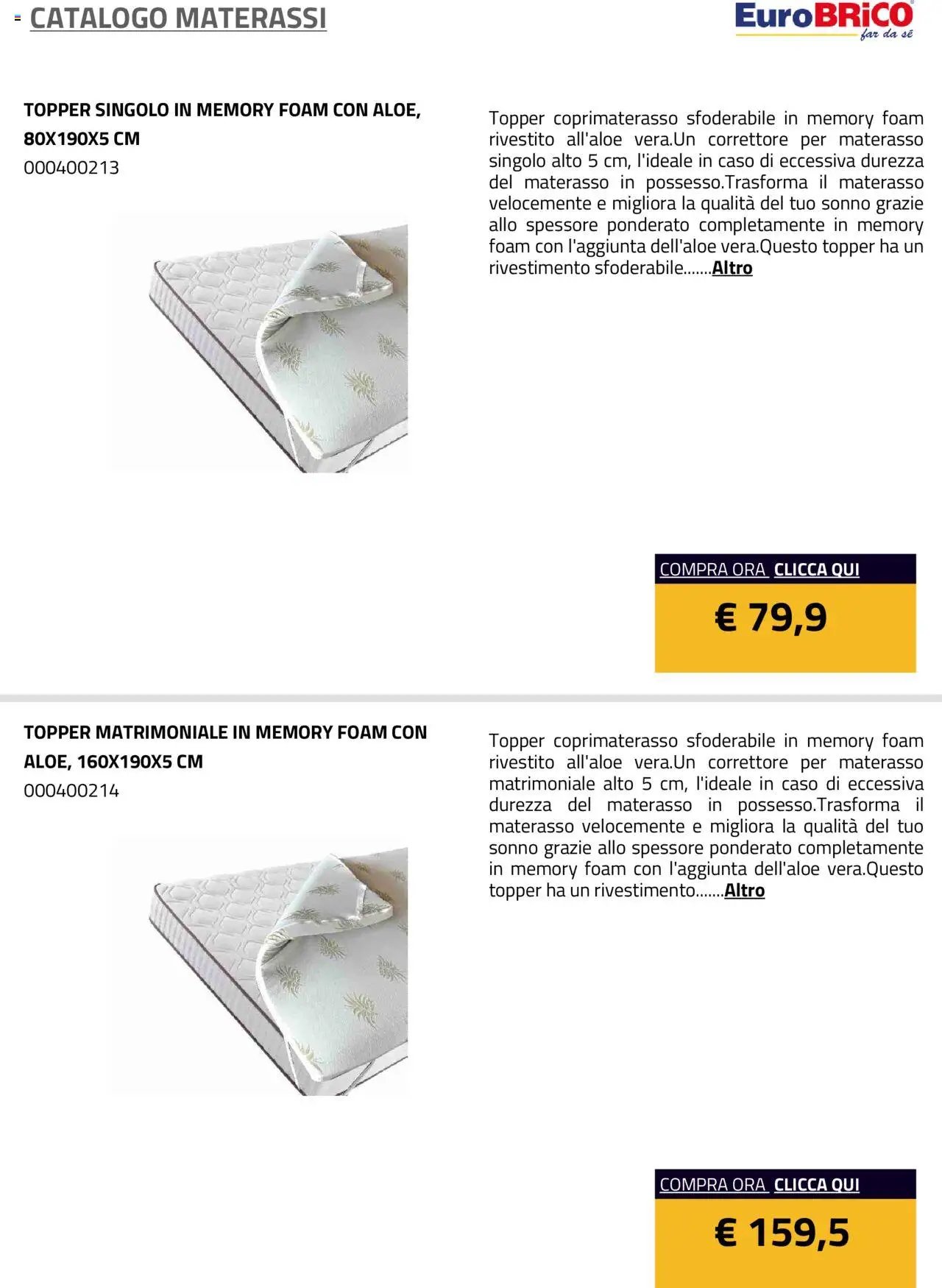 Eurobrico Materassi catalogo