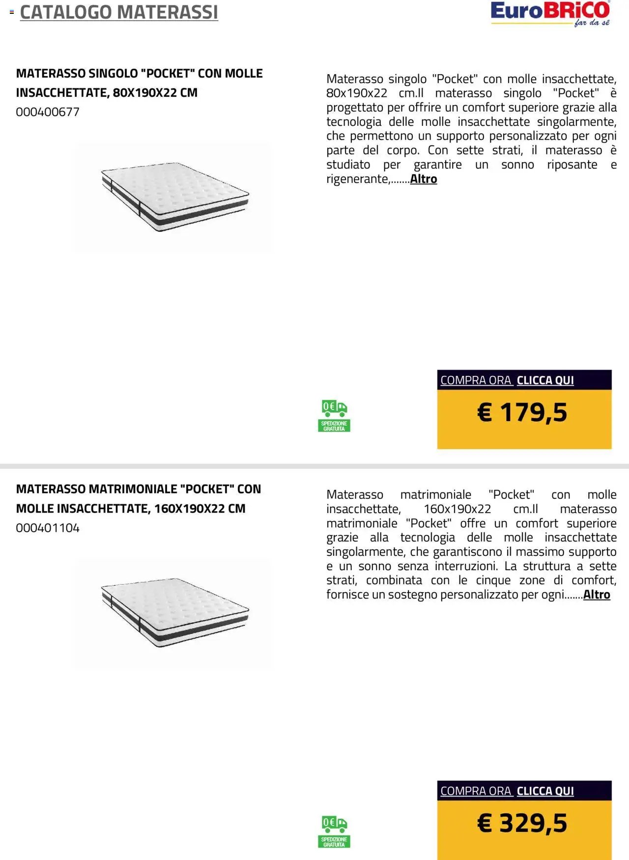 Eurobrico Materassi catalogo