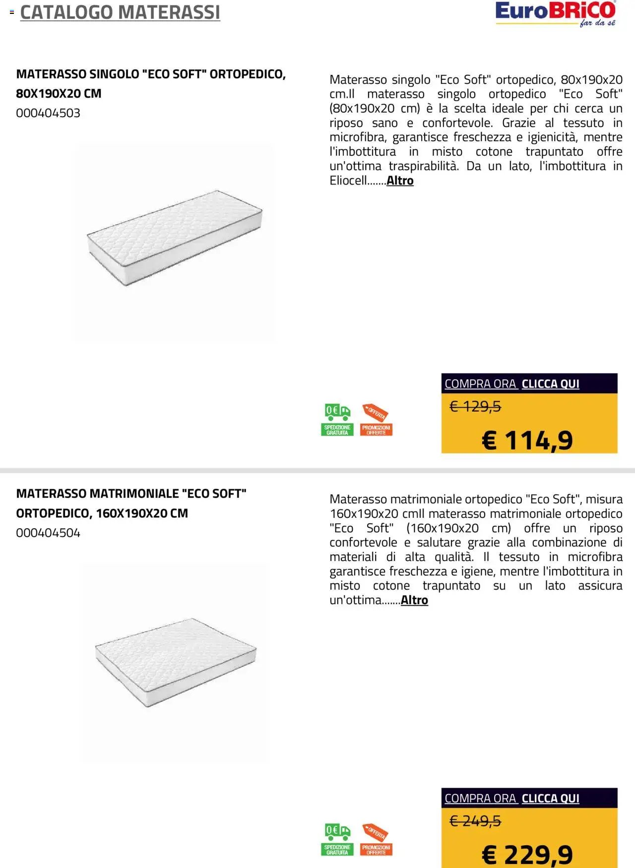 Eurobrico Materassi catalogo