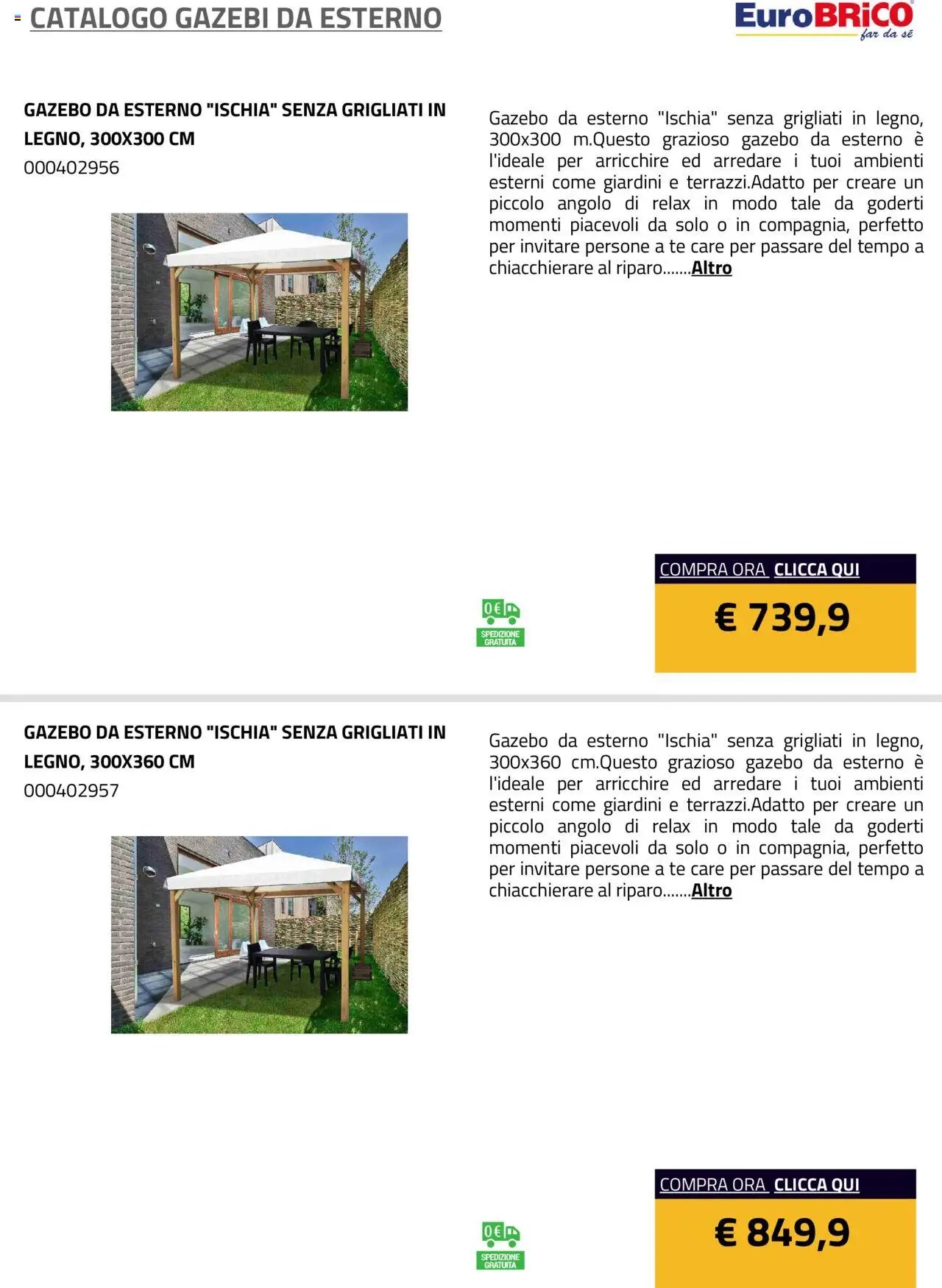 Eurobrico Gazebi da esterno catalogo