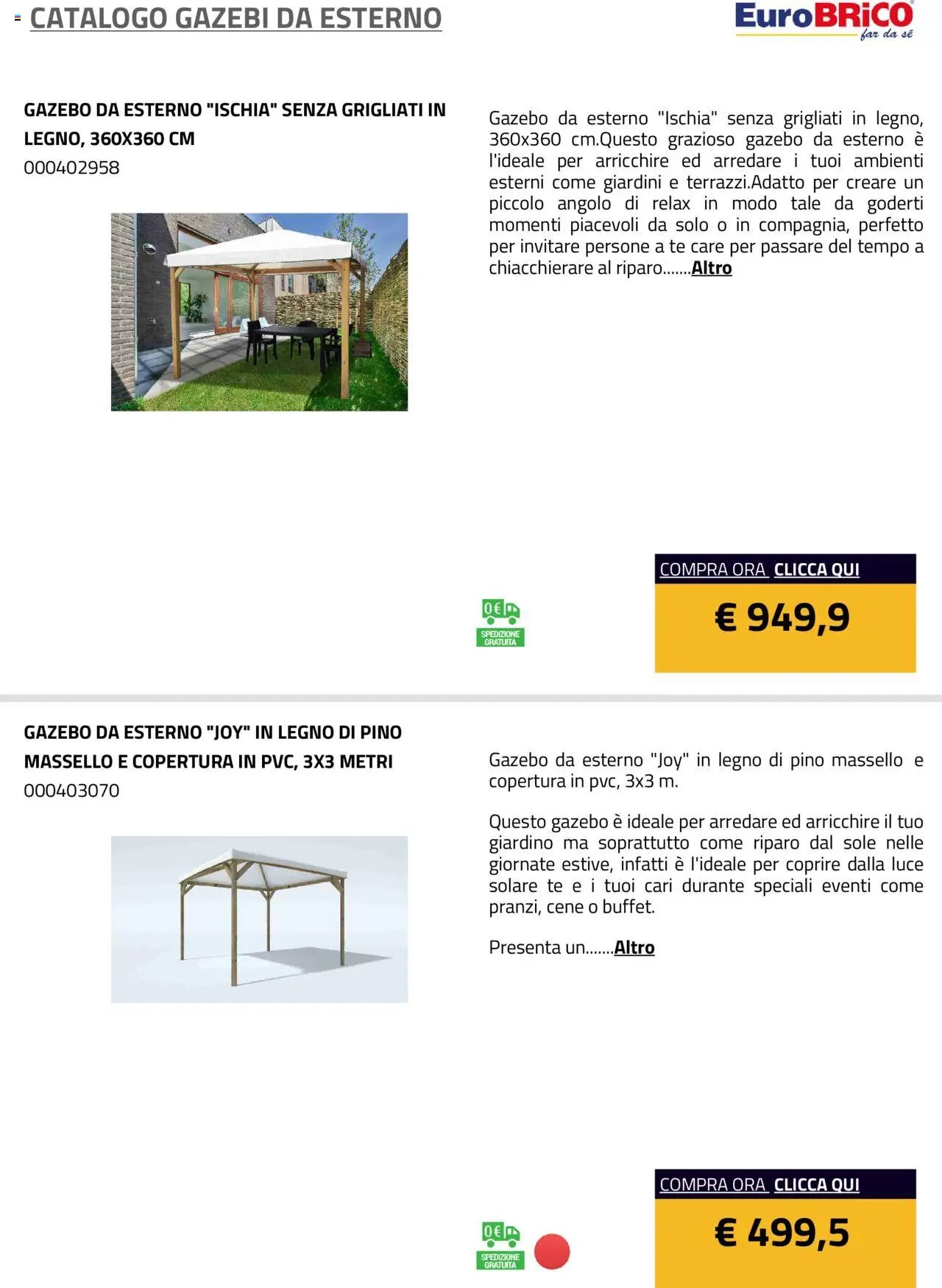 Eurobrico Gazebi da esterno catalogo