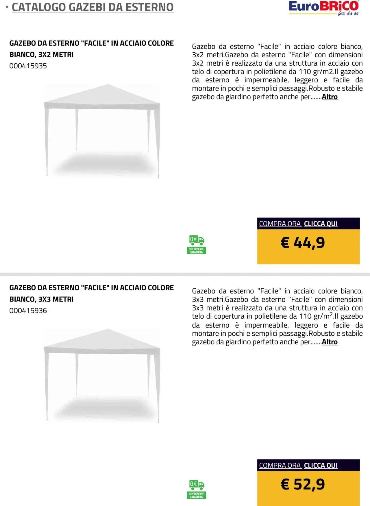 Eurobrico Gazebi da esterno catalogo