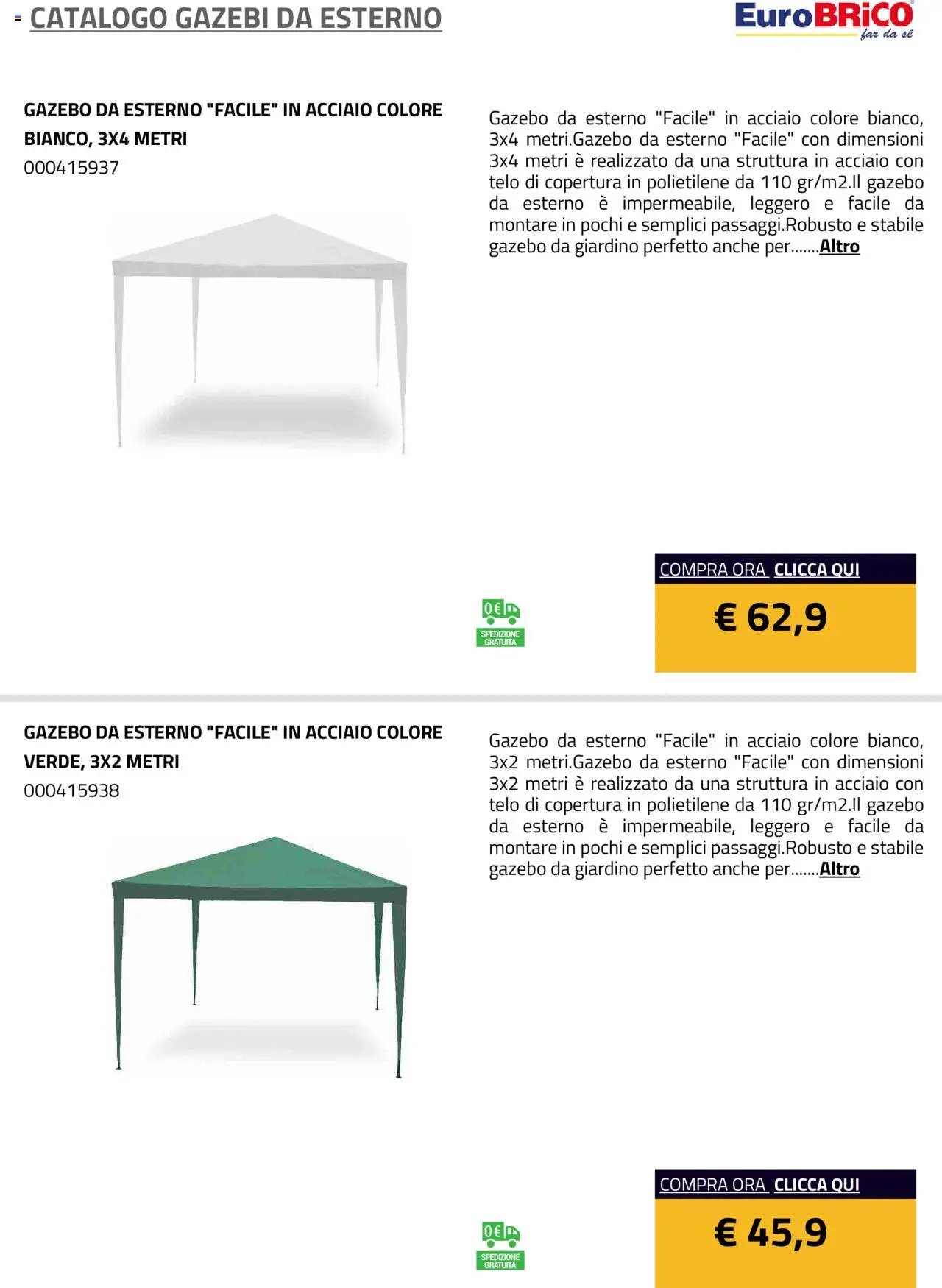 Eurobrico Gazebi da esterno catalogo