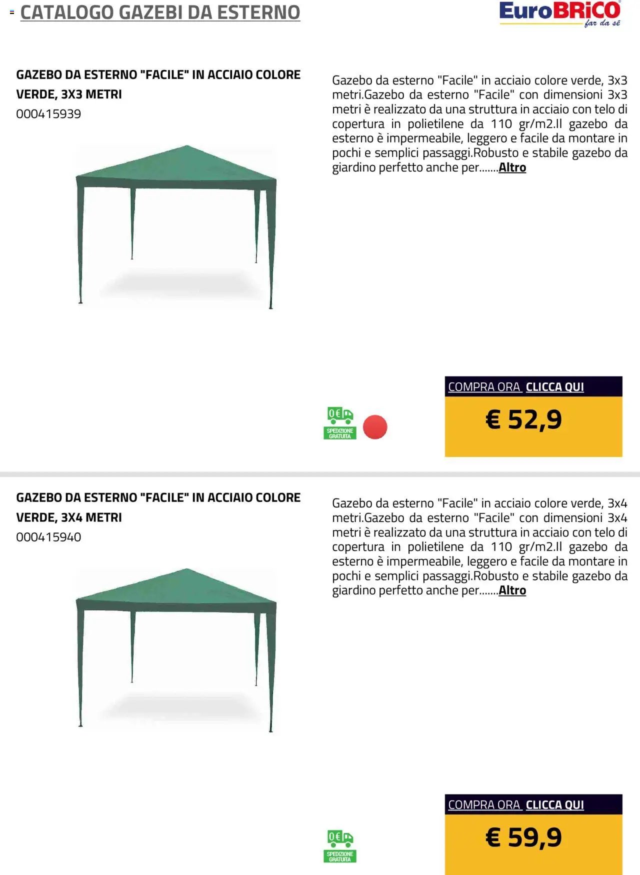 Eurobrico Gazebi da esterno catalogo