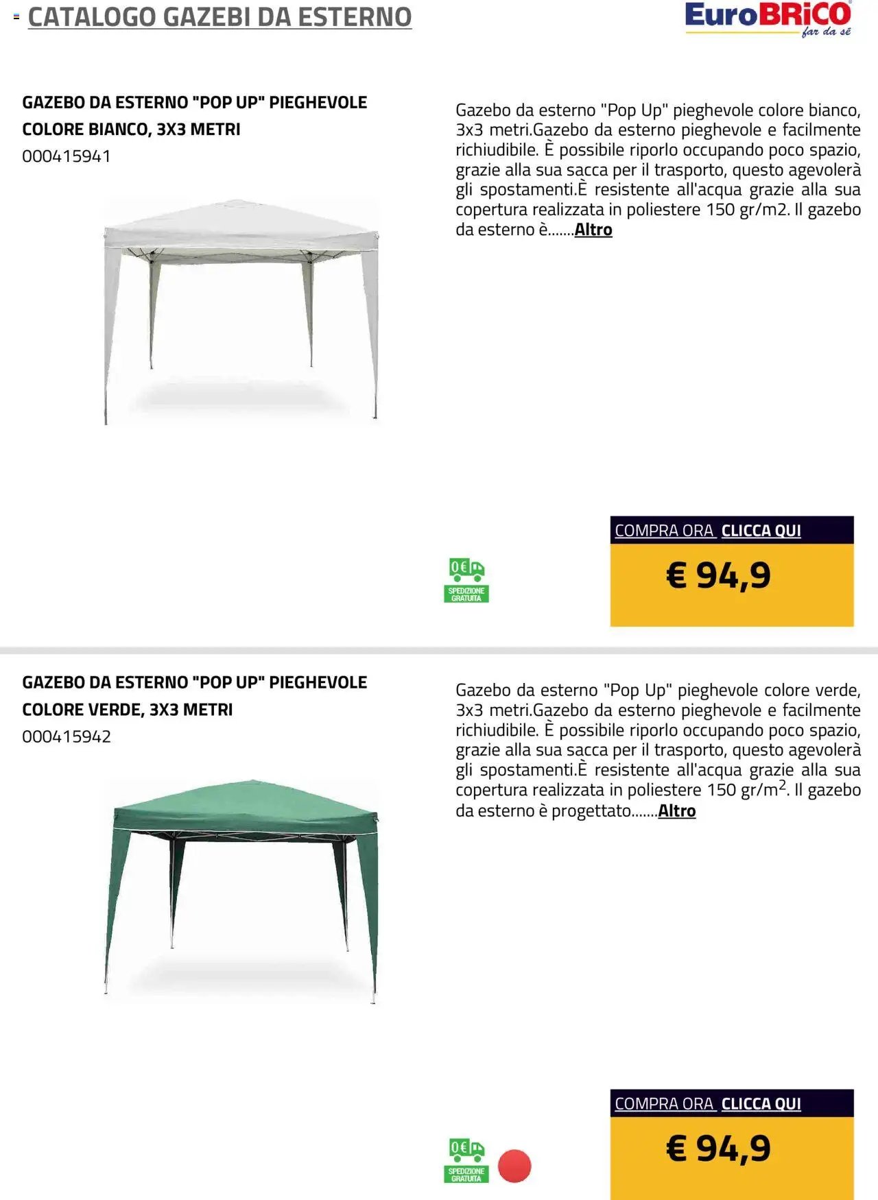 Eurobrico Gazebi da esterno catalogo
