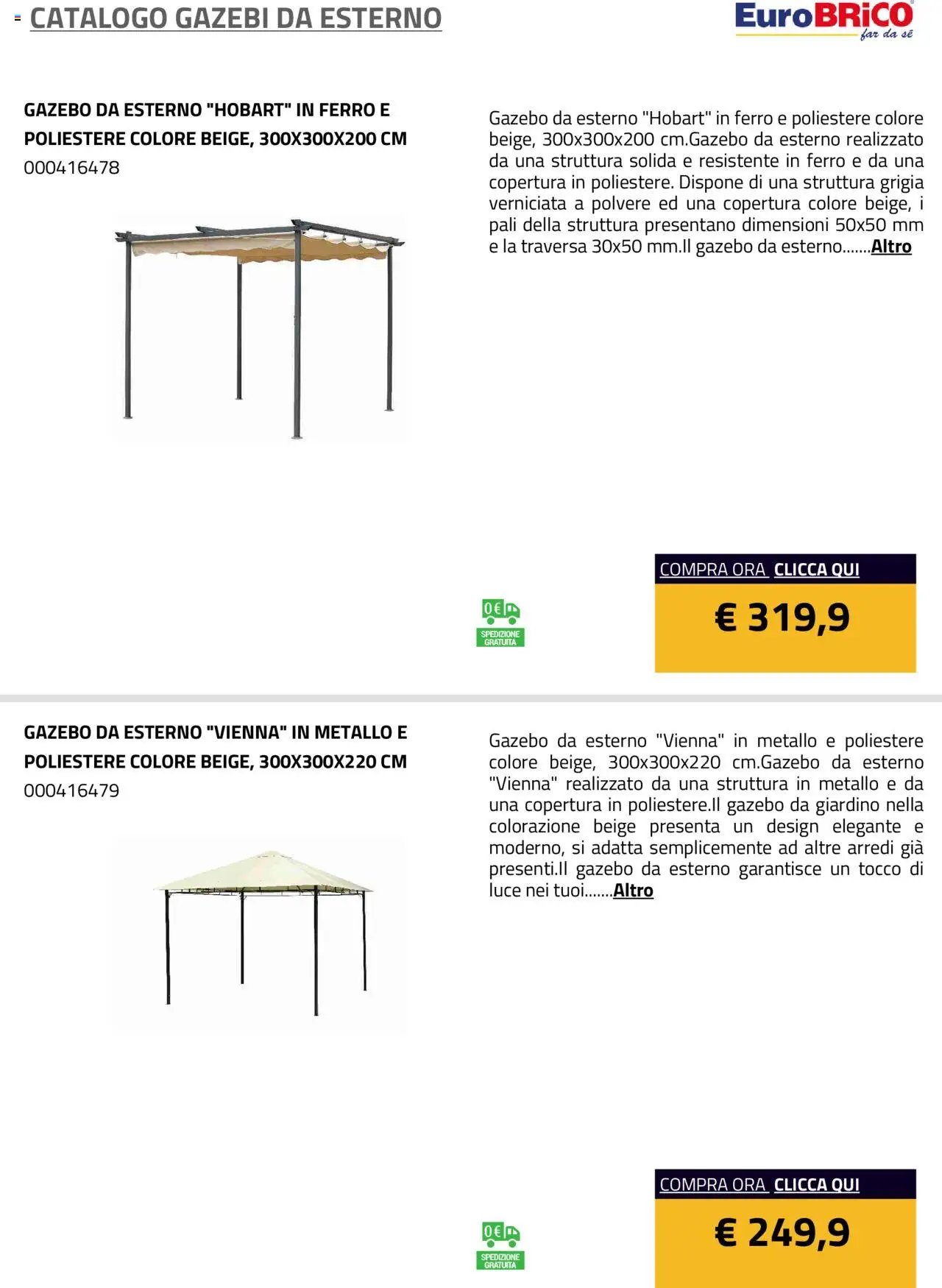 Eurobrico Gazebi da esterno catalogo