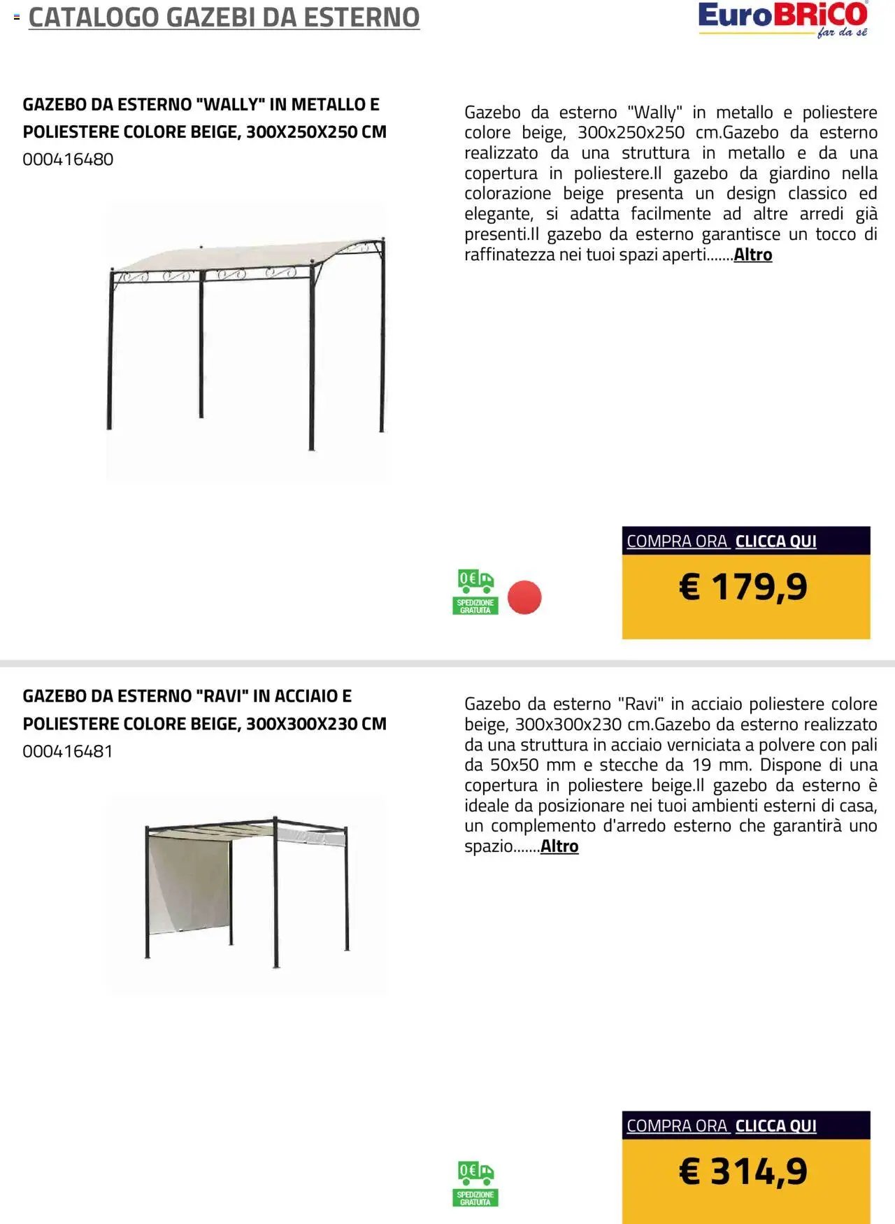 Eurobrico Gazebi da esterno catalogo