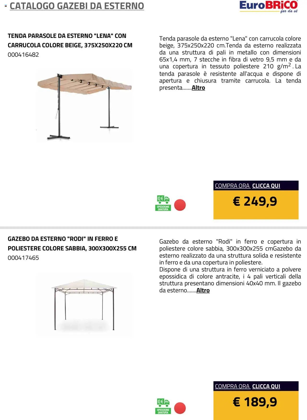 Eurobrico Gazebi da esterno catalogo