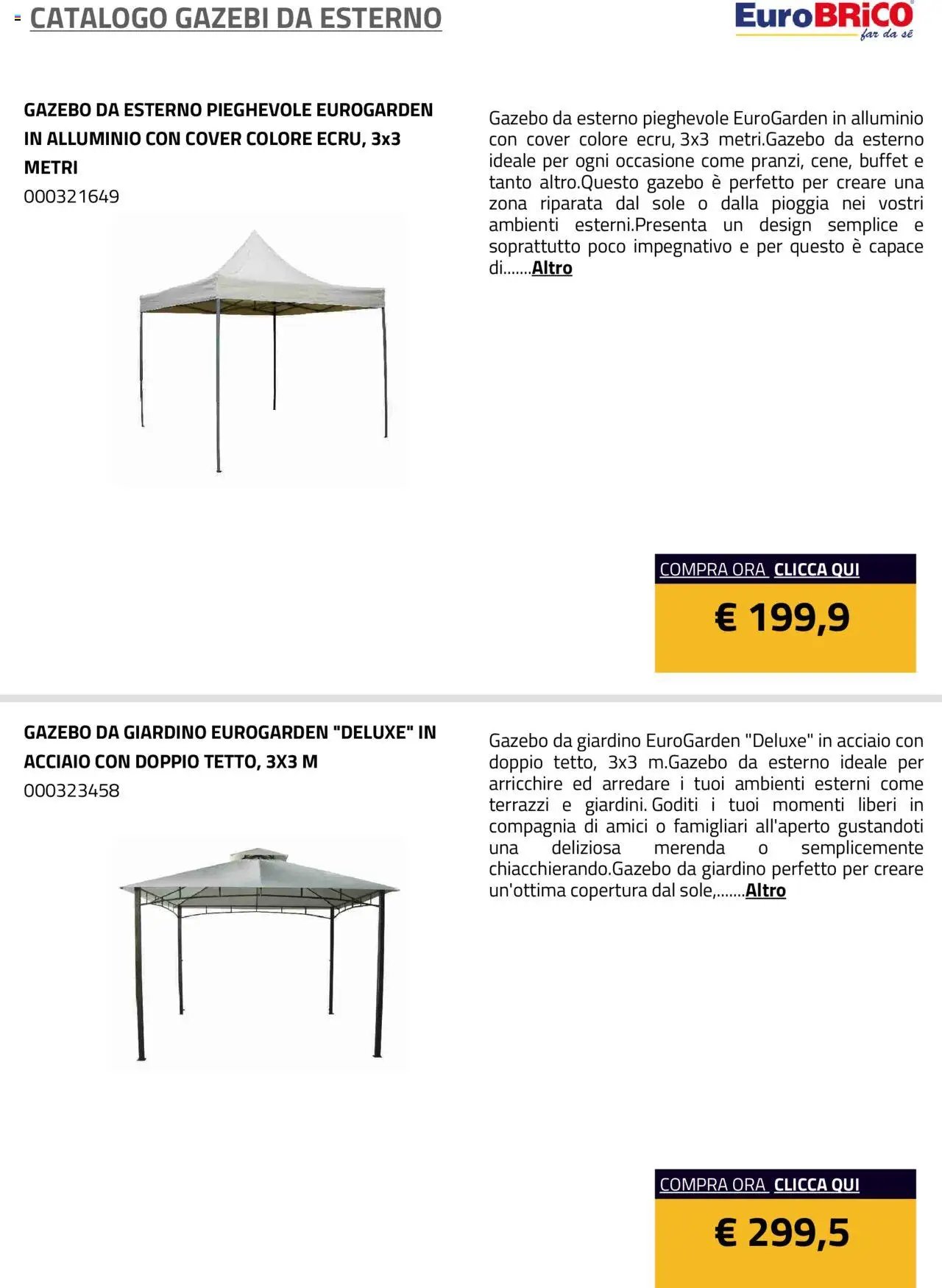 Eurobrico Gazebi da esterno catalogo