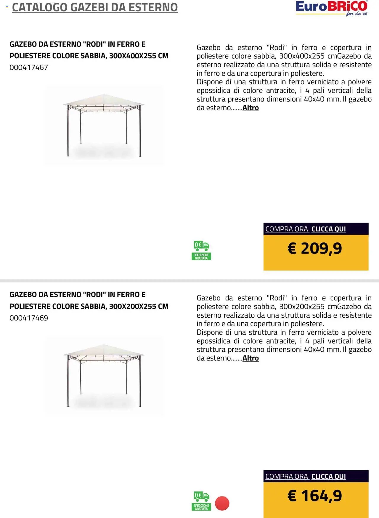 Eurobrico Gazebi da esterno catalogo