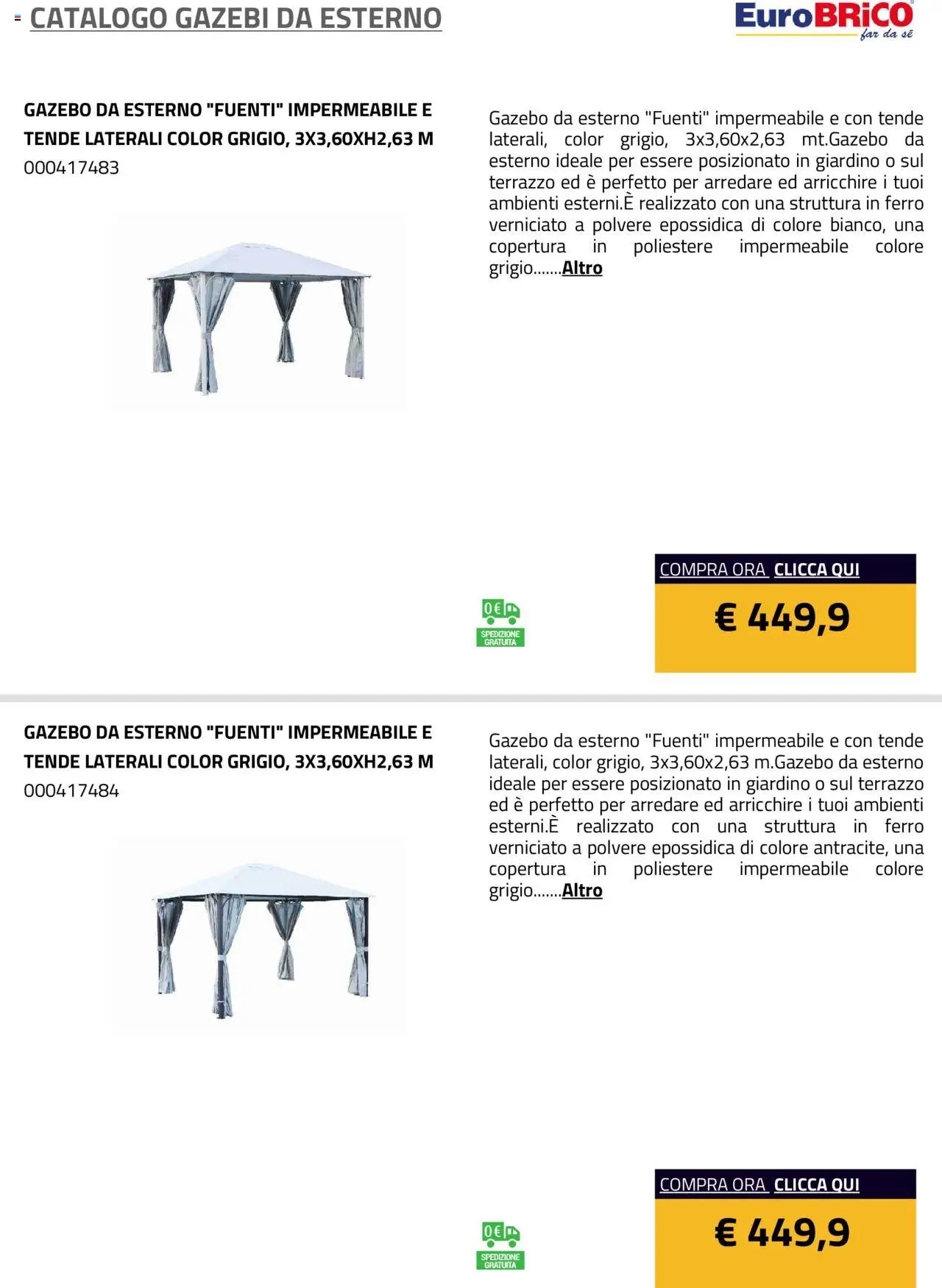 Eurobrico Gazebi da esterno catalogo
