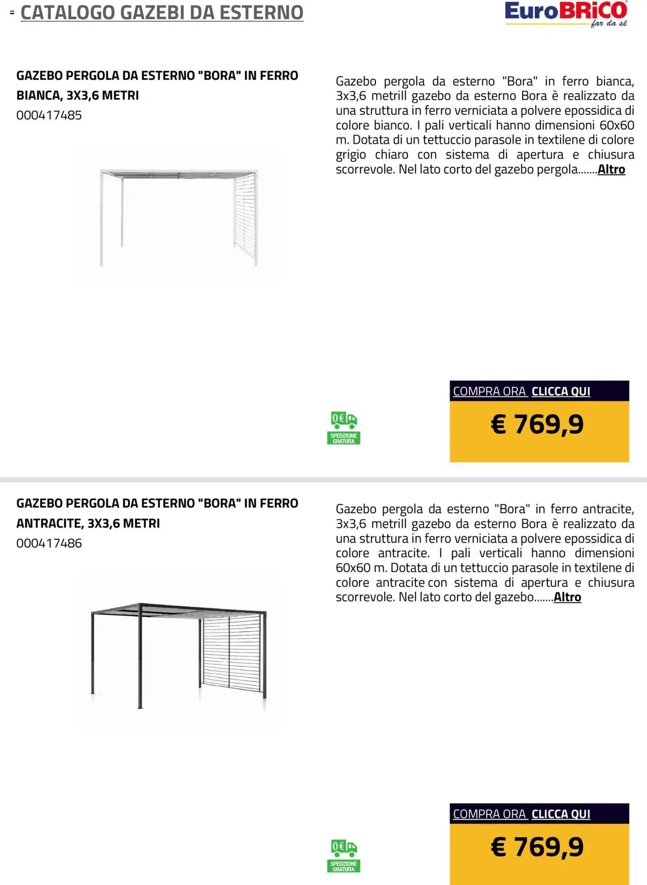 Eurobrico Gazebi da esterno catalogo