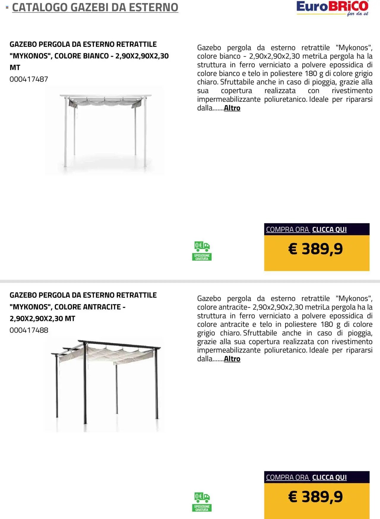 Eurobrico Gazebi da esterno catalogo