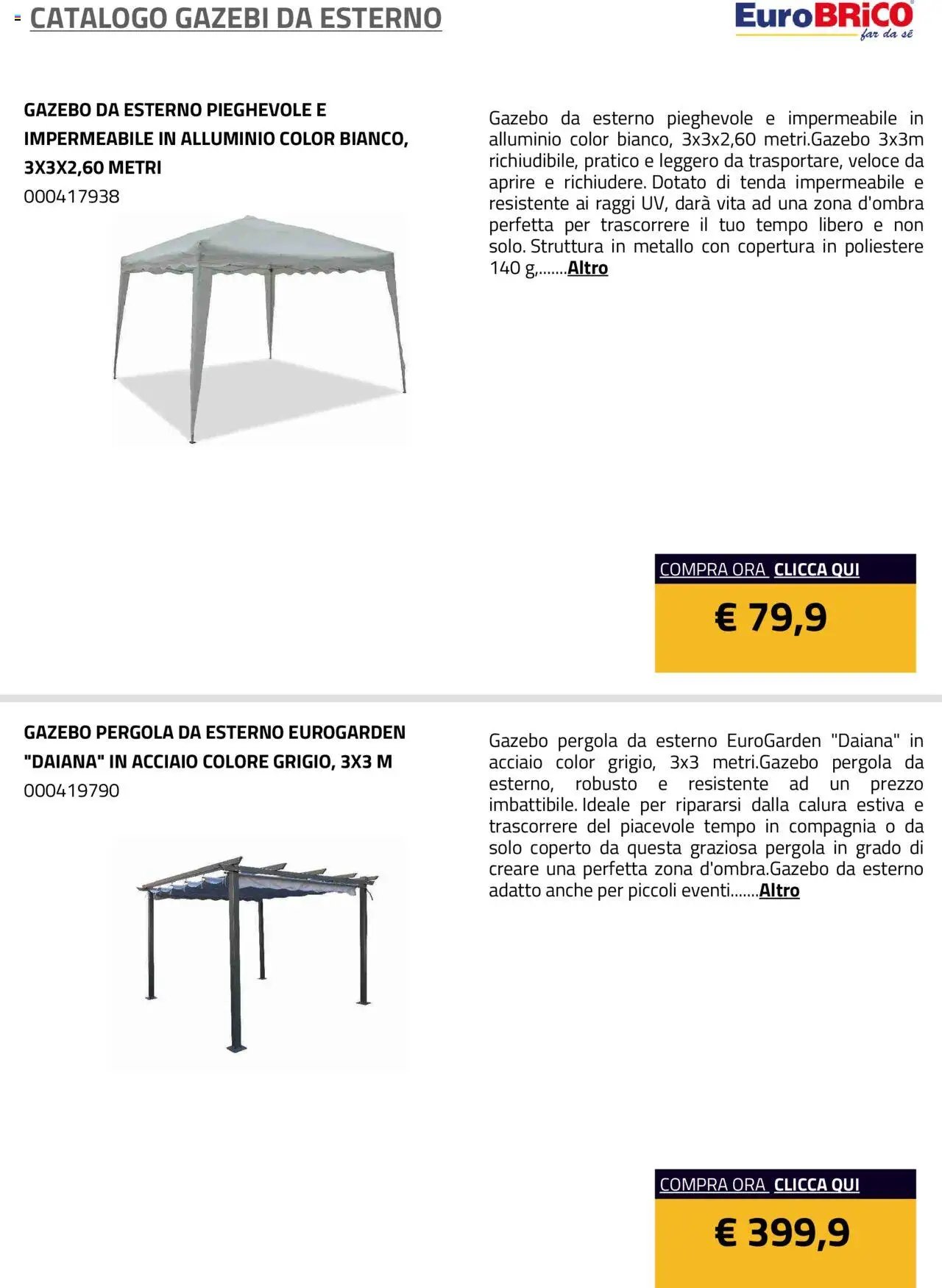 Eurobrico Gazebi da esterno catalogo