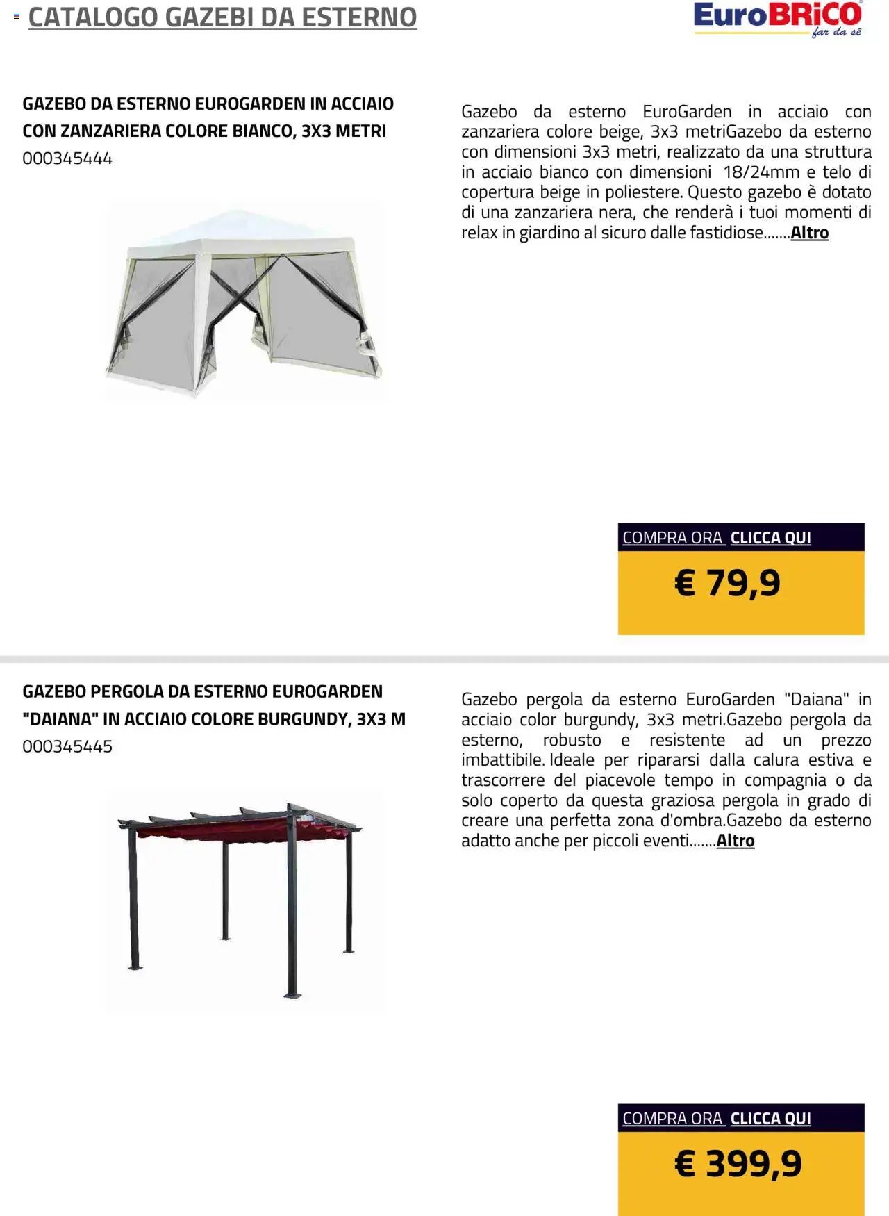 Eurobrico Gazebi da esterno catalogo