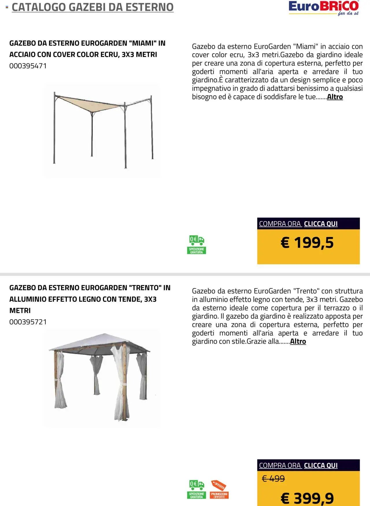 Eurobrico Gazebi da esterno catalogo