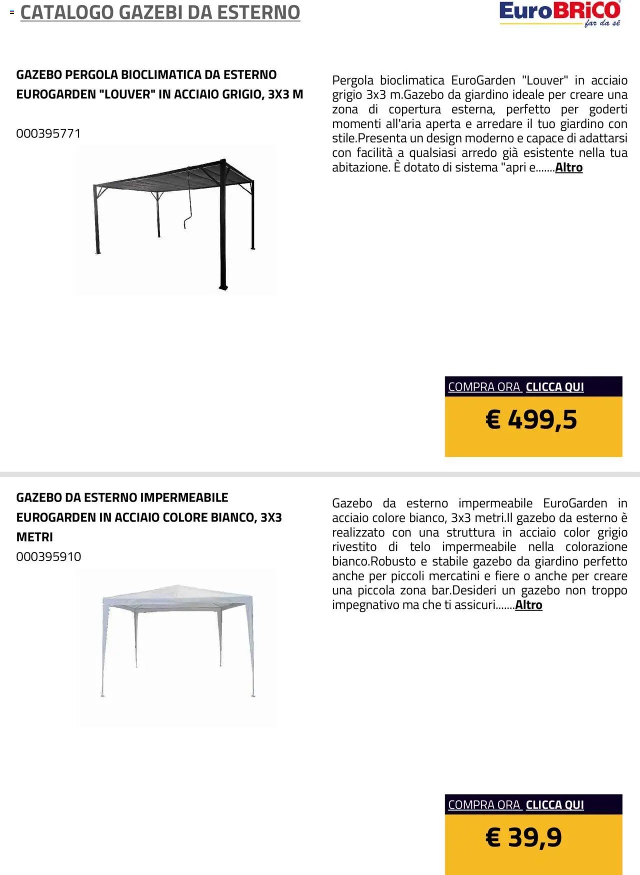 Eurobrico Gazebi da esterno catalogo