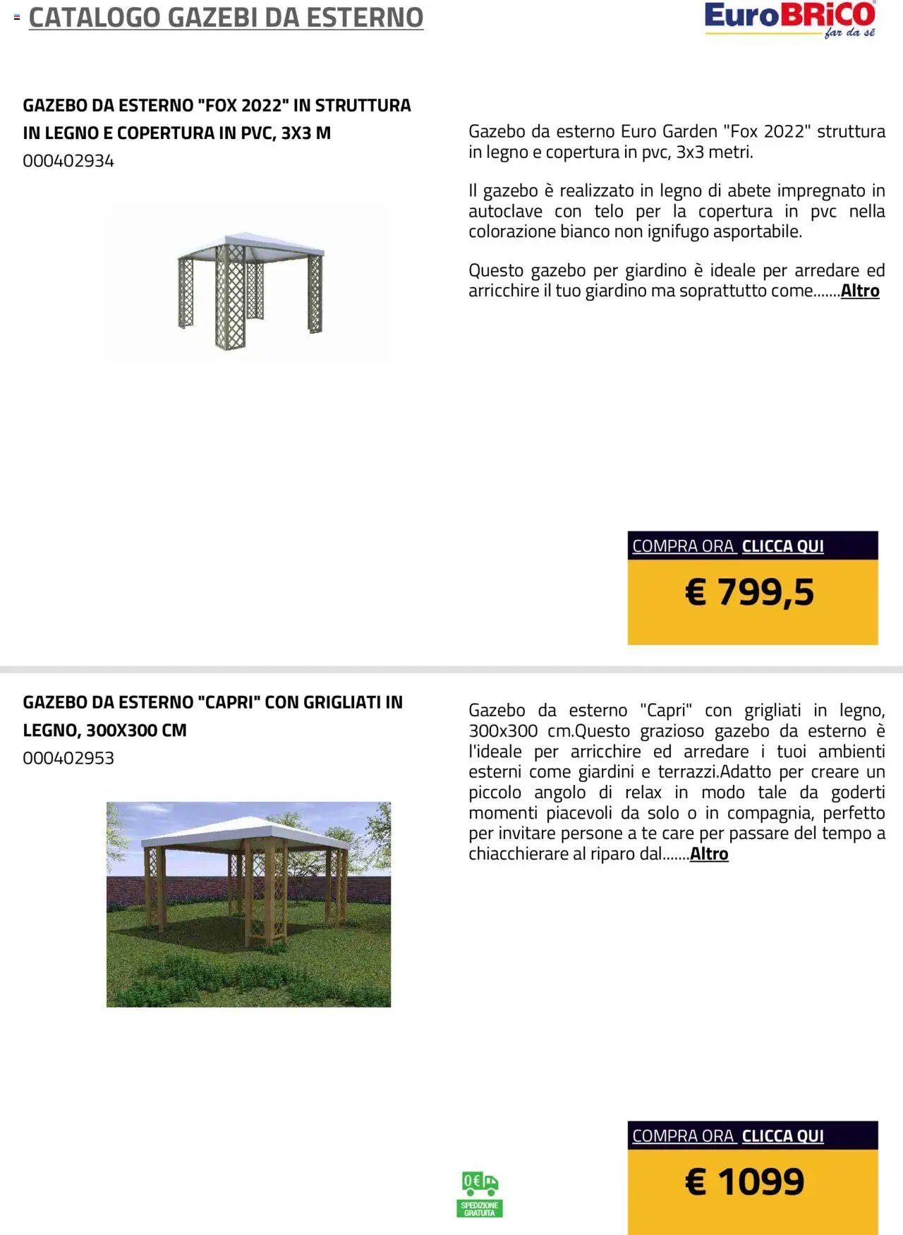 Eurobrico Gazebi da esterno catalogo