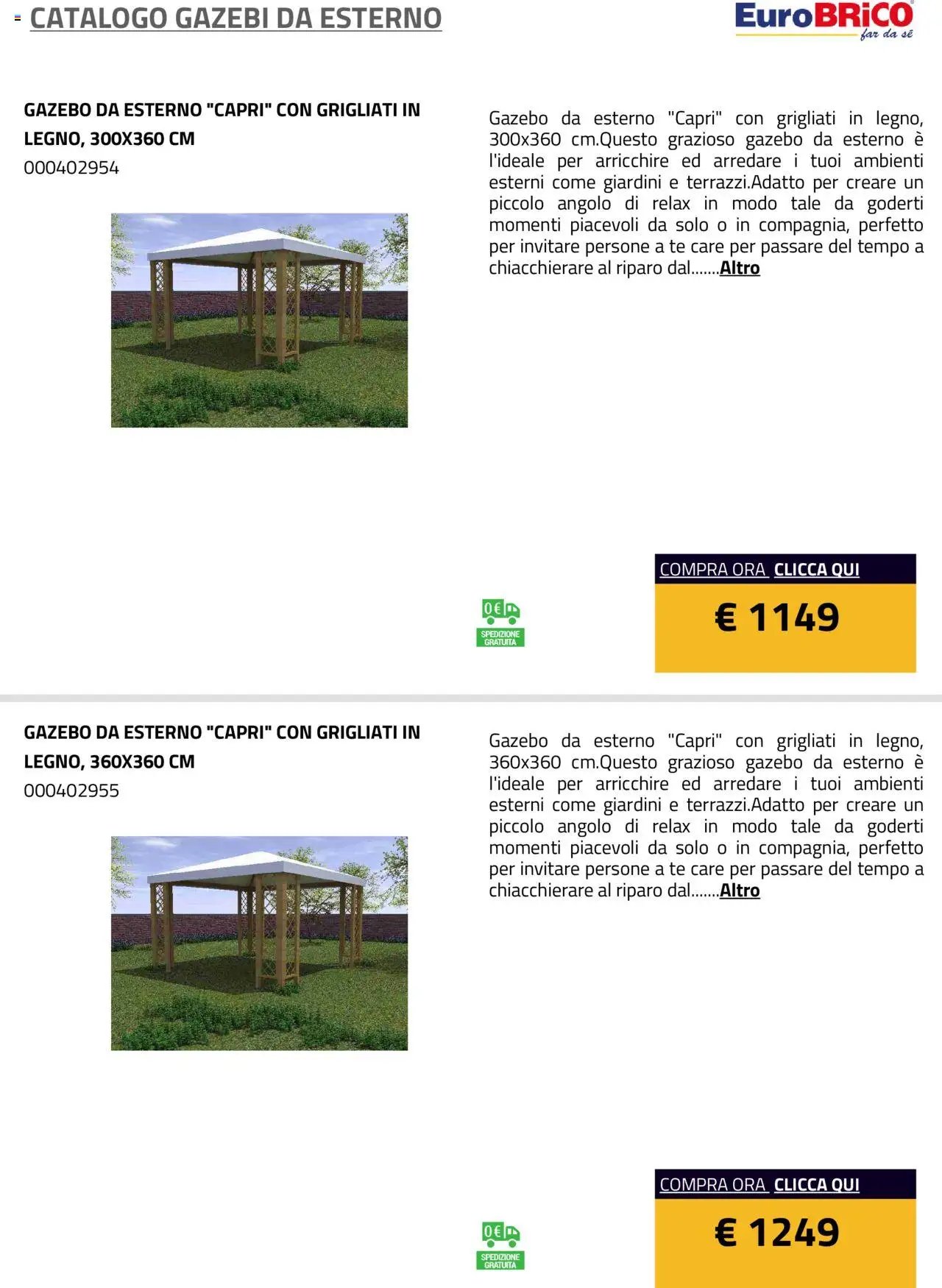 Eurobrico Gazebi da esterno catalogo