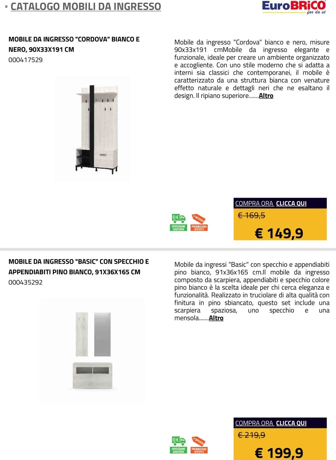 Eurobrico Mobili da ingresso catalogo