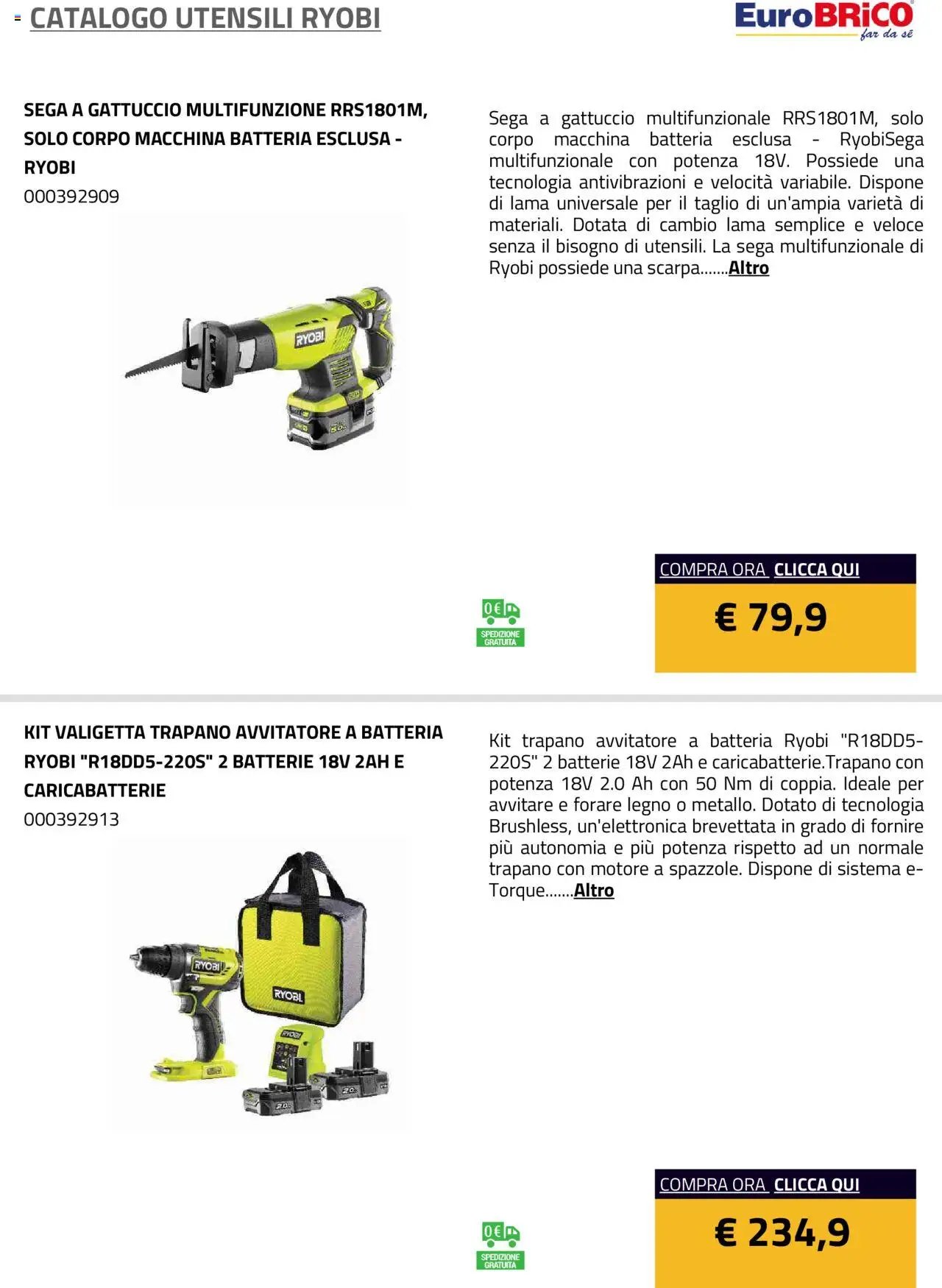 Eurobrico Utensili Ryobi catalogo