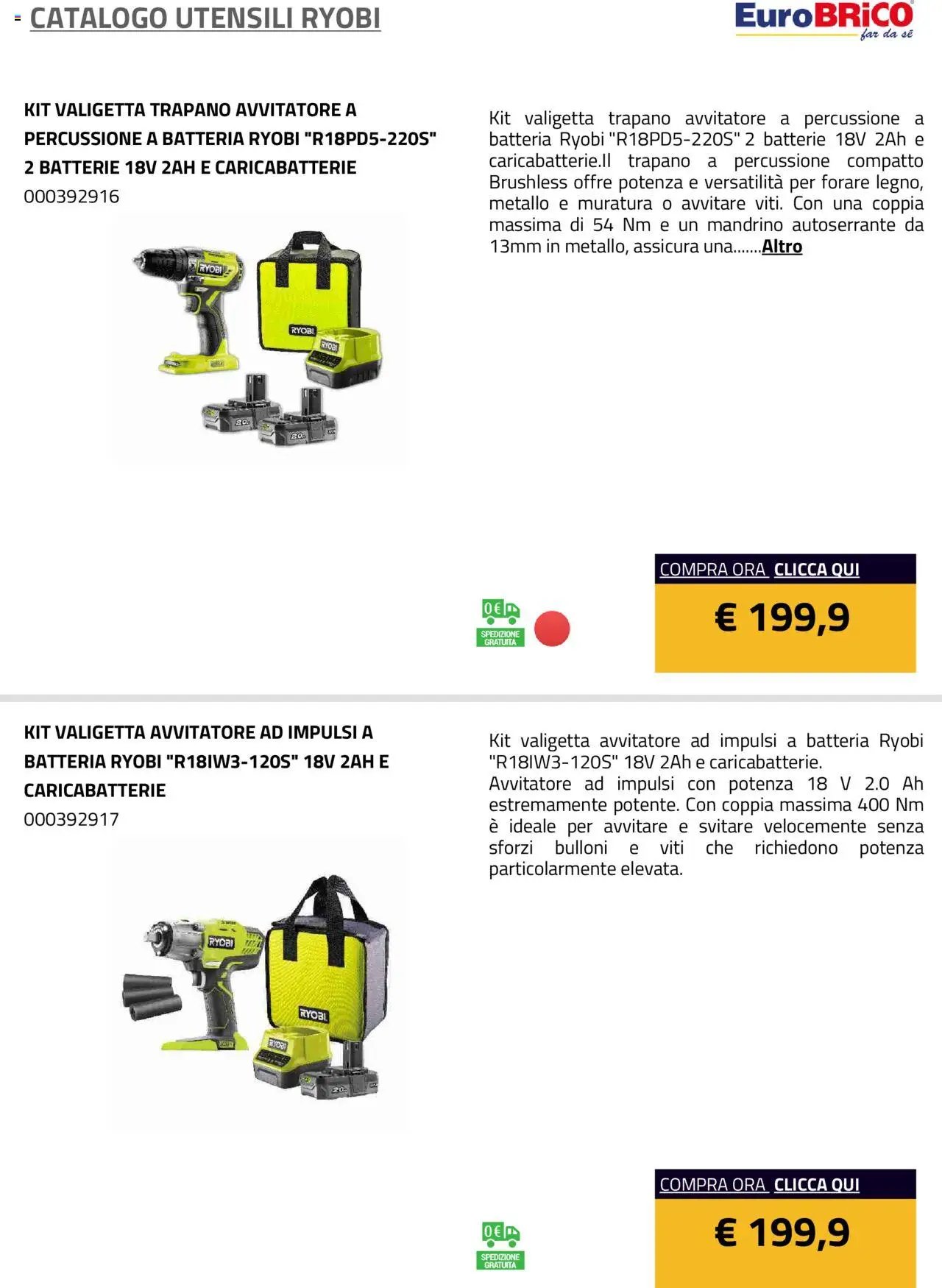 Eurobrico Utensili Ryobi catalogo