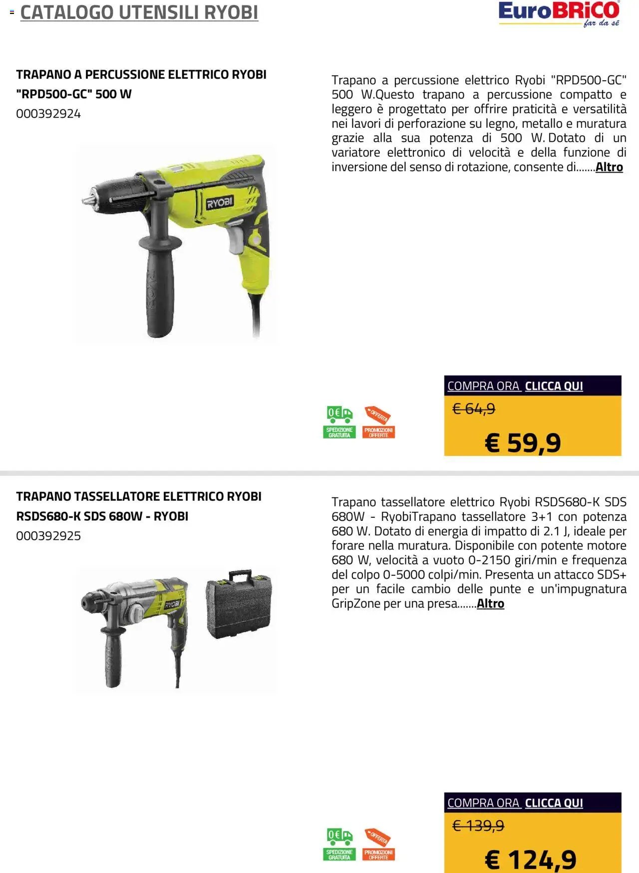 Eurobrico Utensili Ryobi catalogo