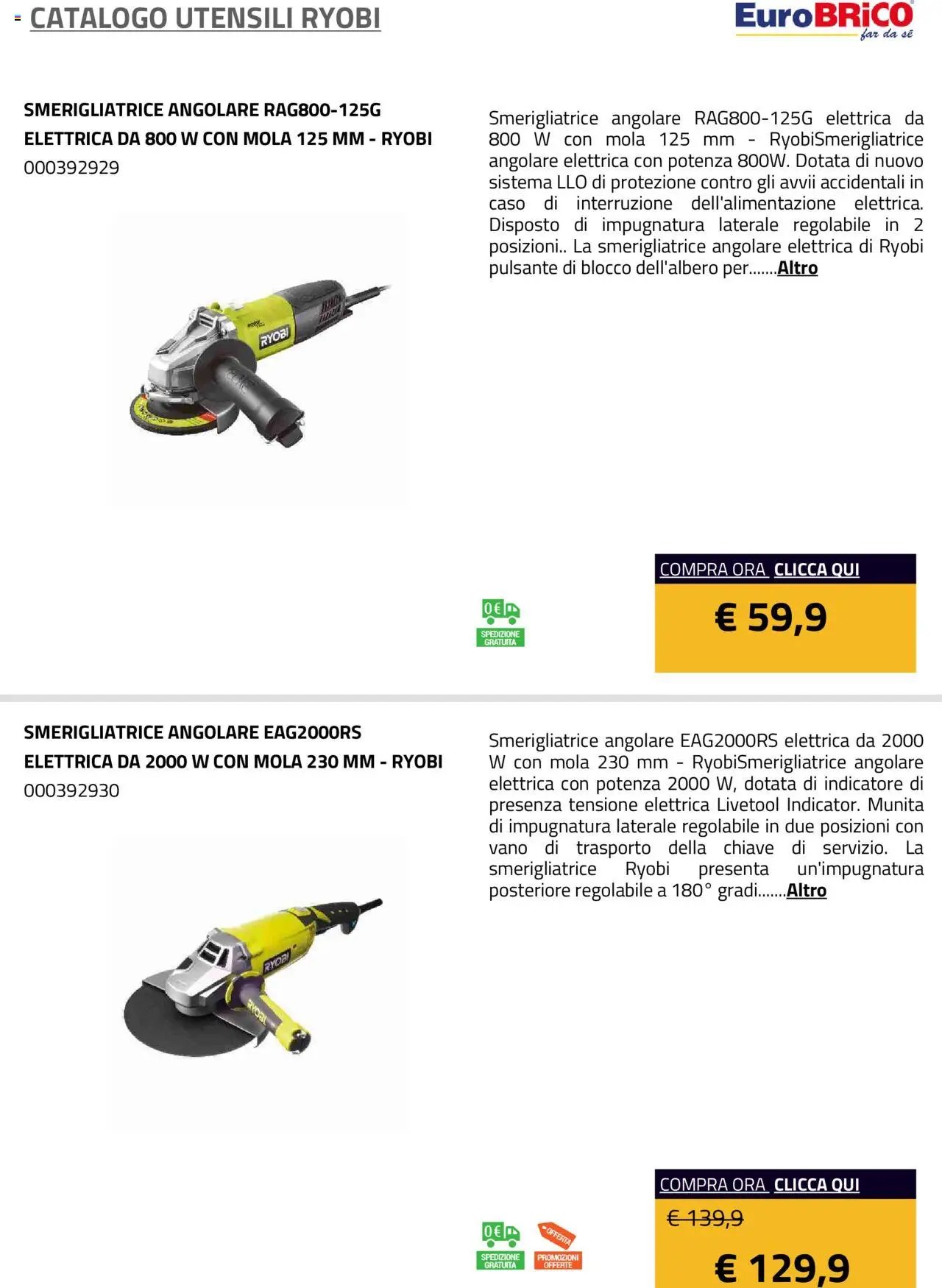 Eurobrico Utensili Ryobi catalogo