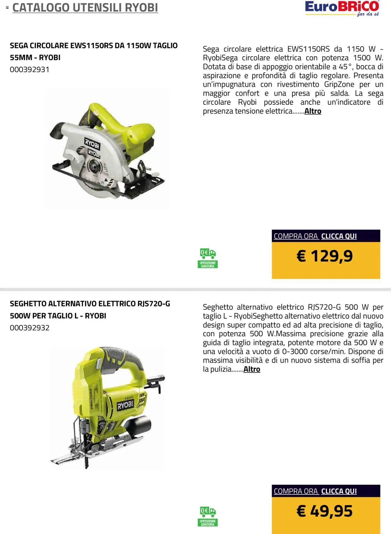 Eurobrico Utensili Ryobi catalogo