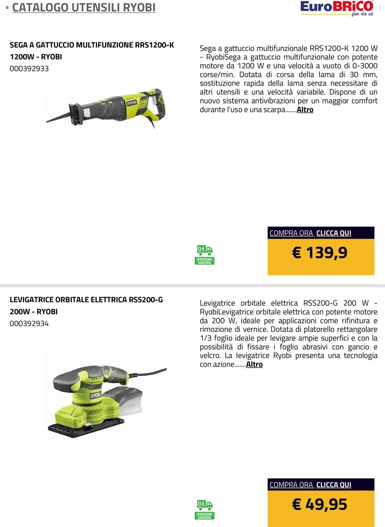 Eurobrico Utensili Ryobi catalogo