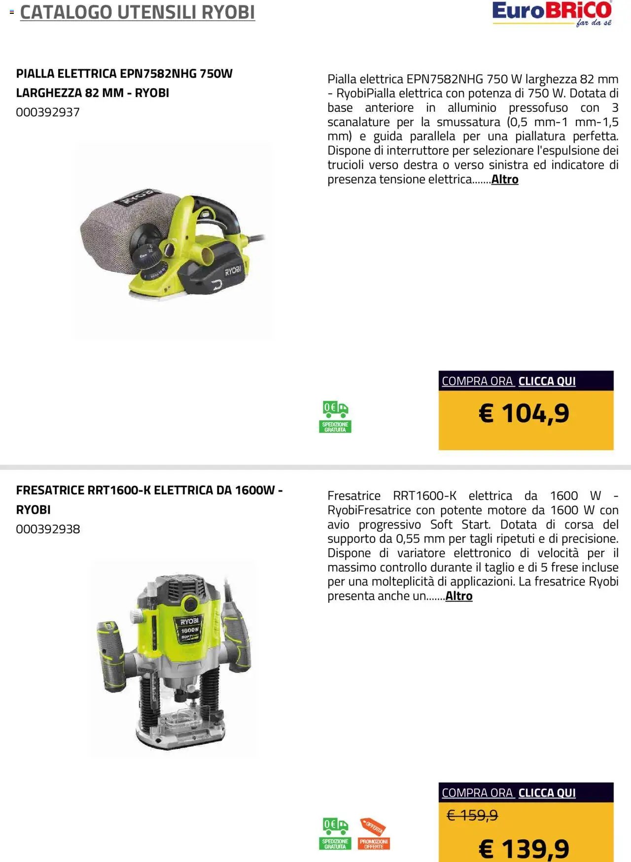 Eurobrico Utensili Ryobi catalogo