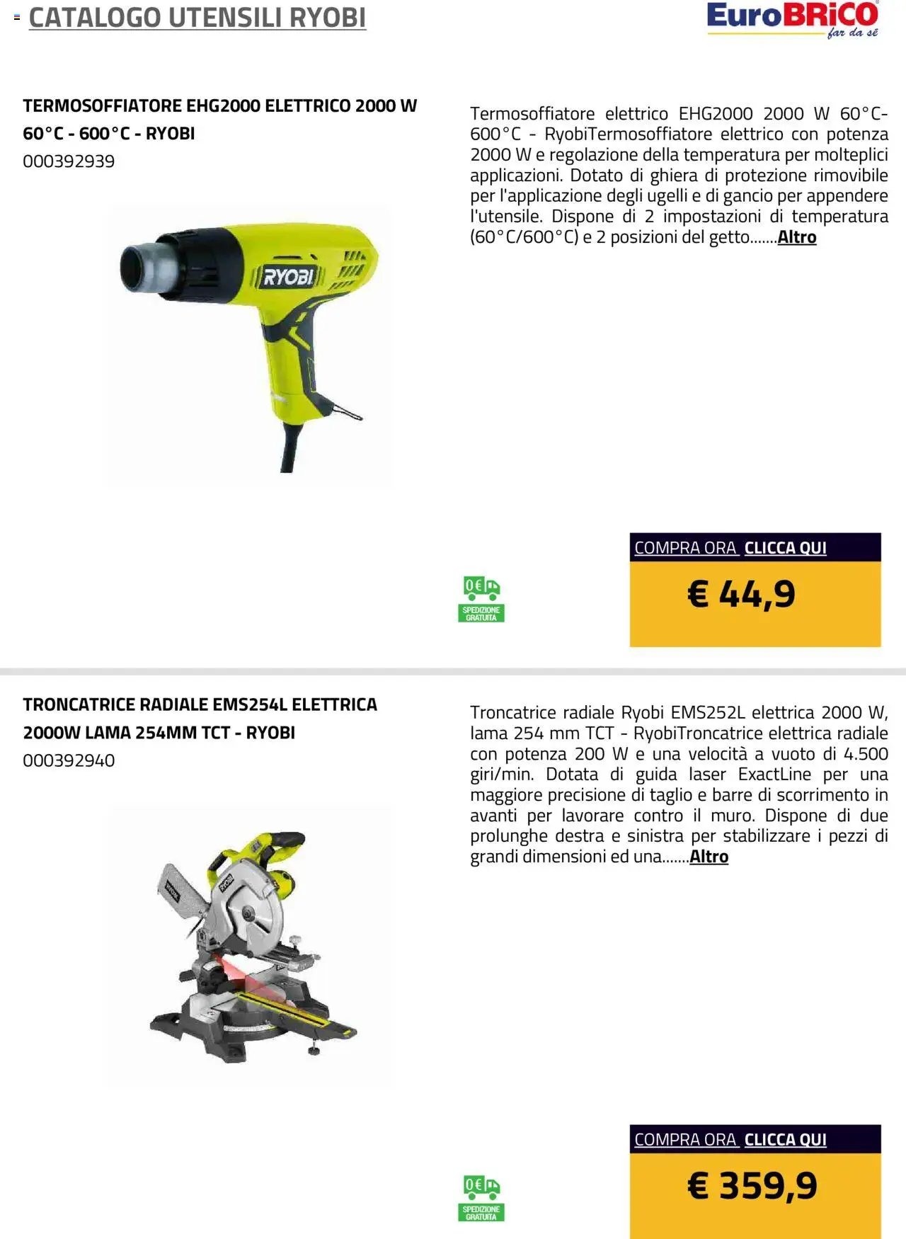 Eurobrico Utensili Ryobi catalogo