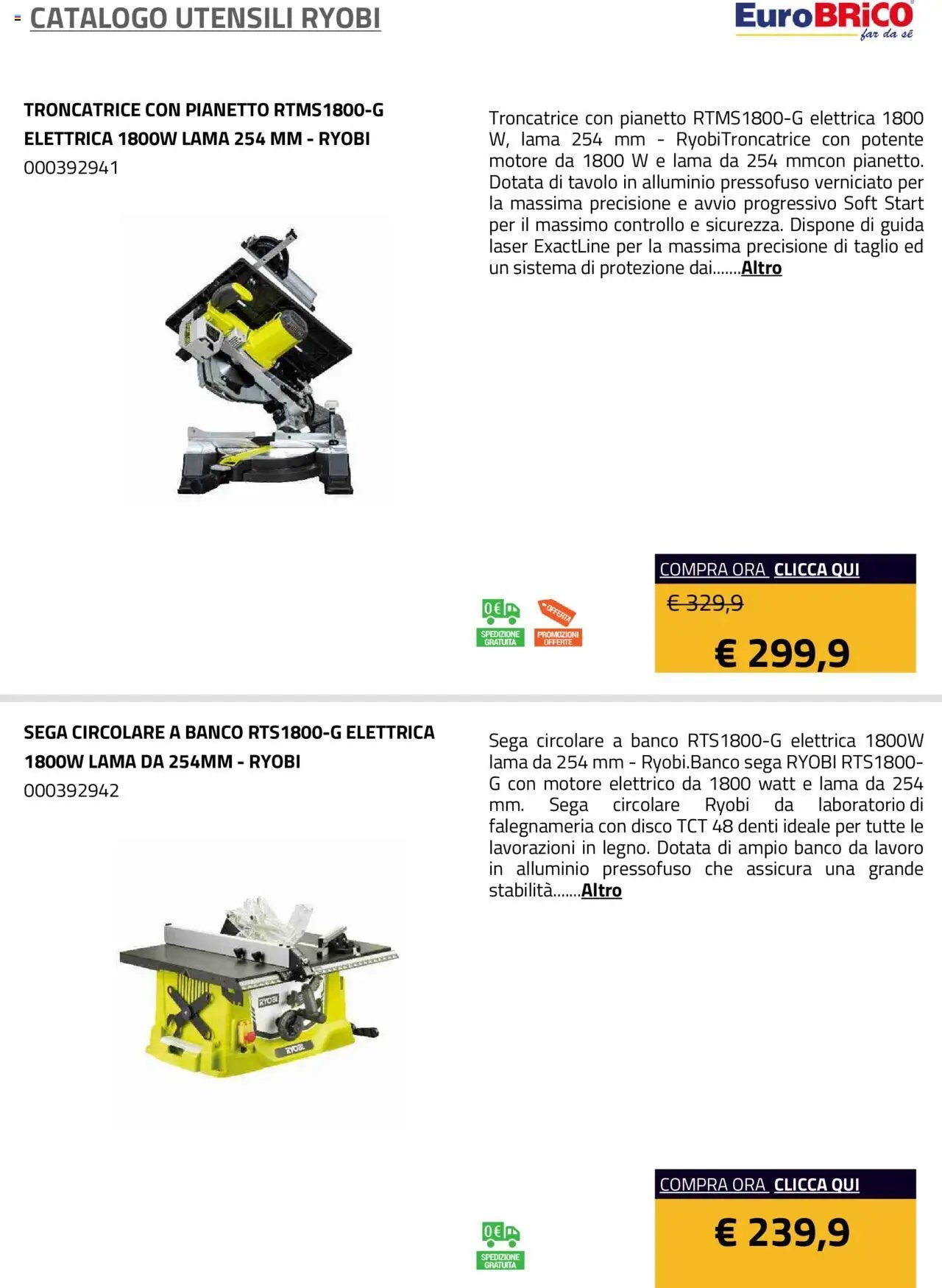 Eurobrico Utensili Ryobi catalogo