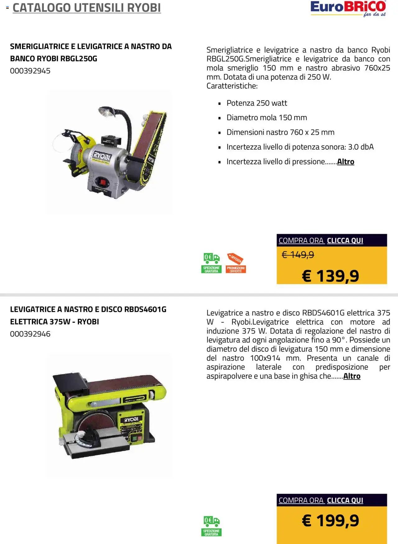 Eurobrico Utensili Ryobi catalogo