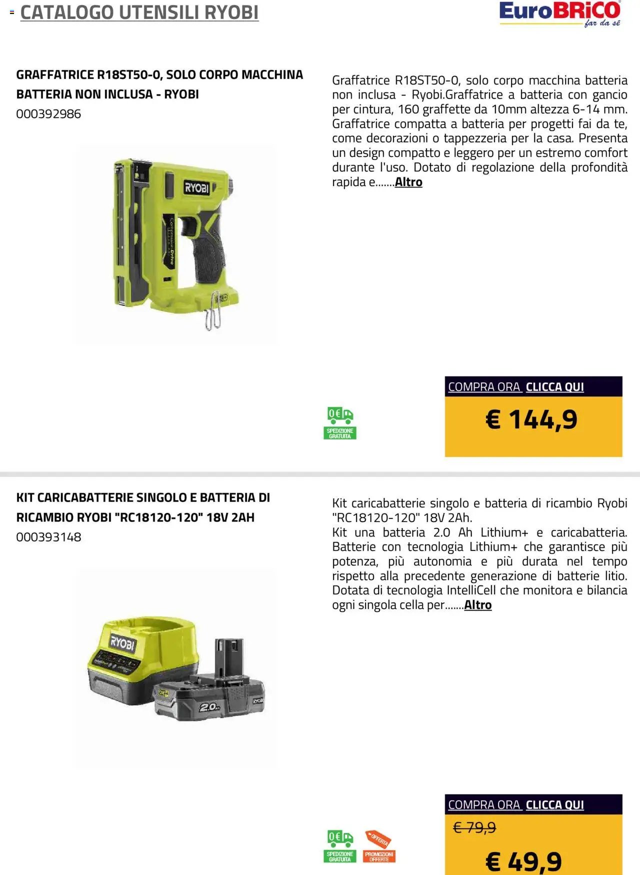 Eurobrico Utensili Ryobi catalogo