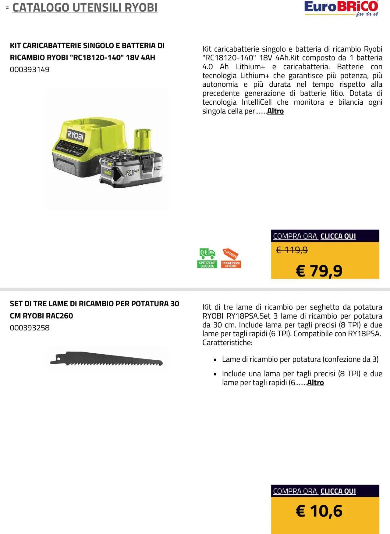 Eurobrico Utensili Ryobi catalogo