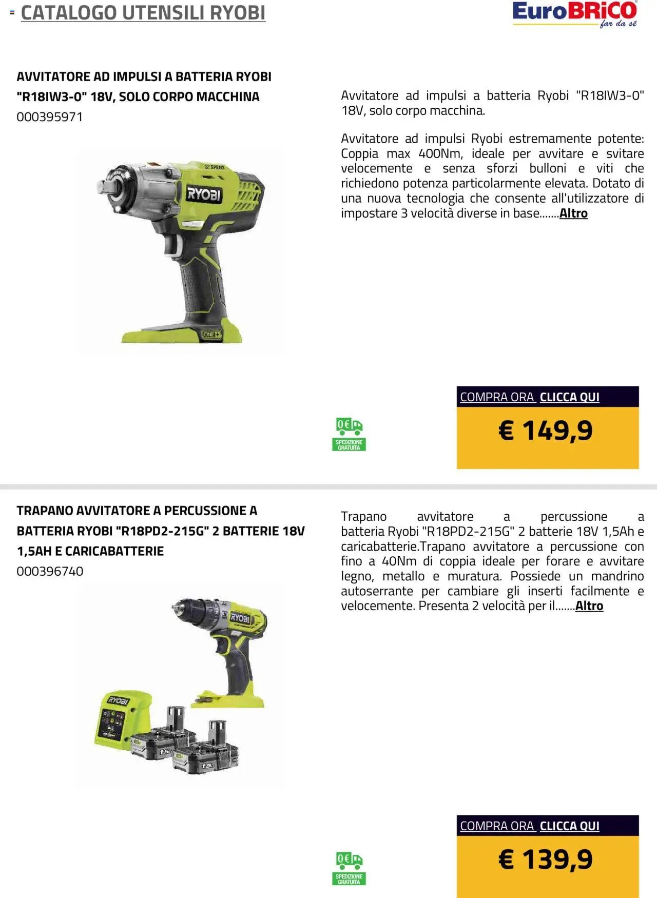 Eurobrico Utensili Ryobi catalogo