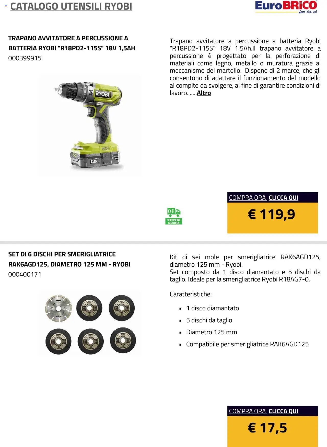 Eurobrico Utensili Ryobi catalogo