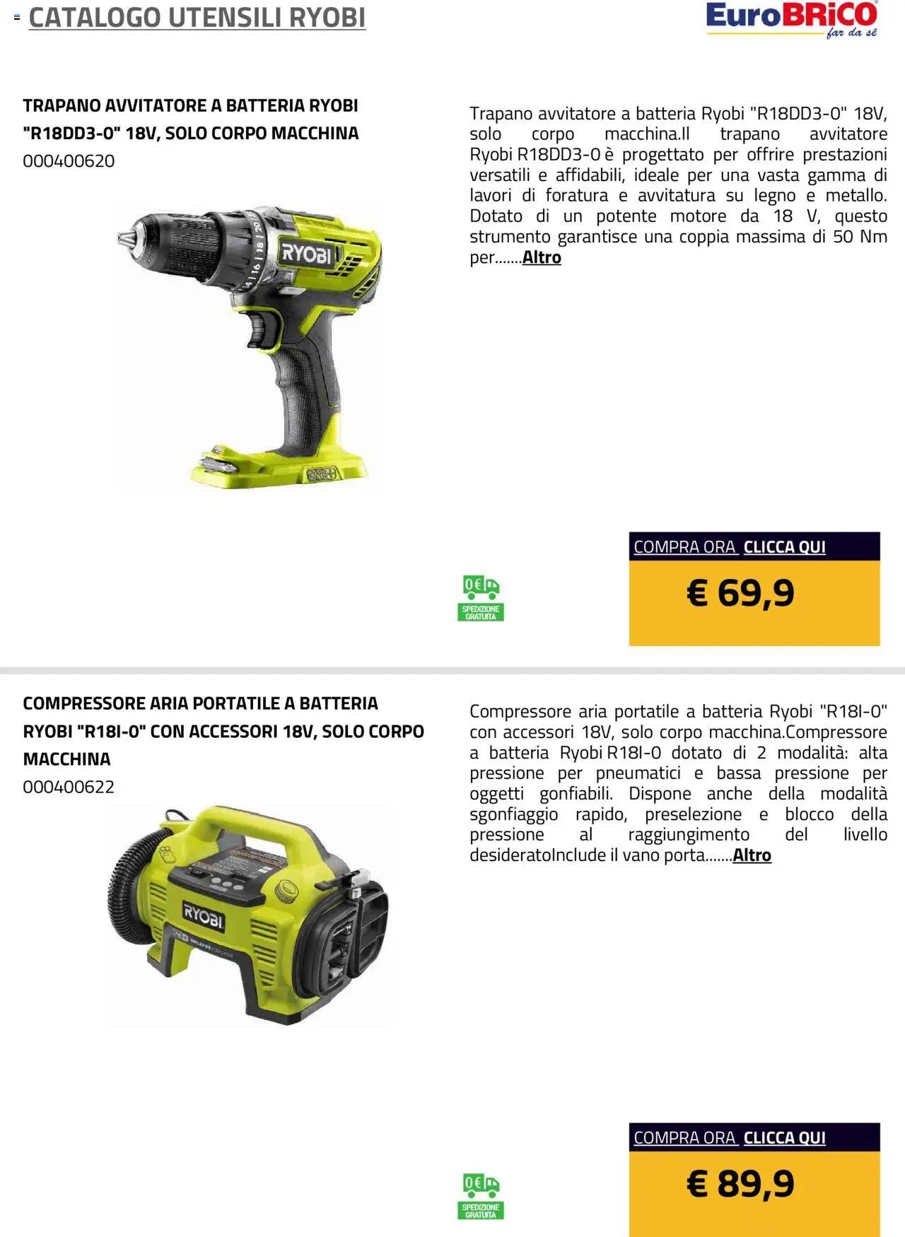 Eurobrico Utensili Ryobi catalogo