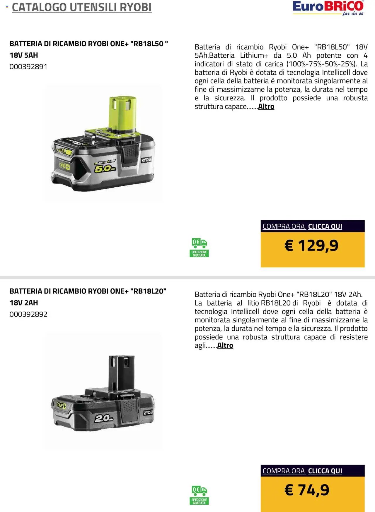Eurobrico Utensili Ryobi catalogo