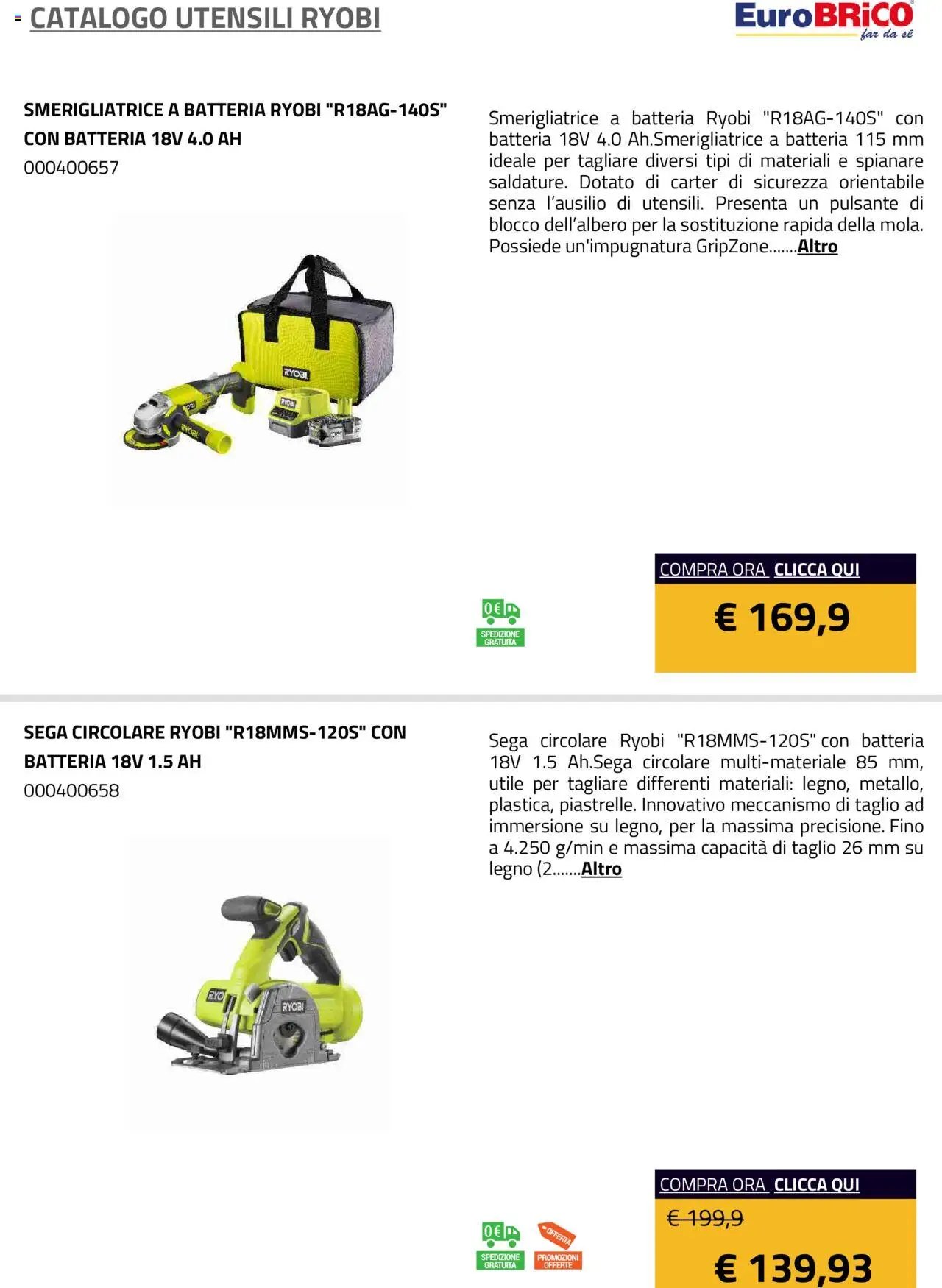 Eurobrico Utensili Ryobi catalogo