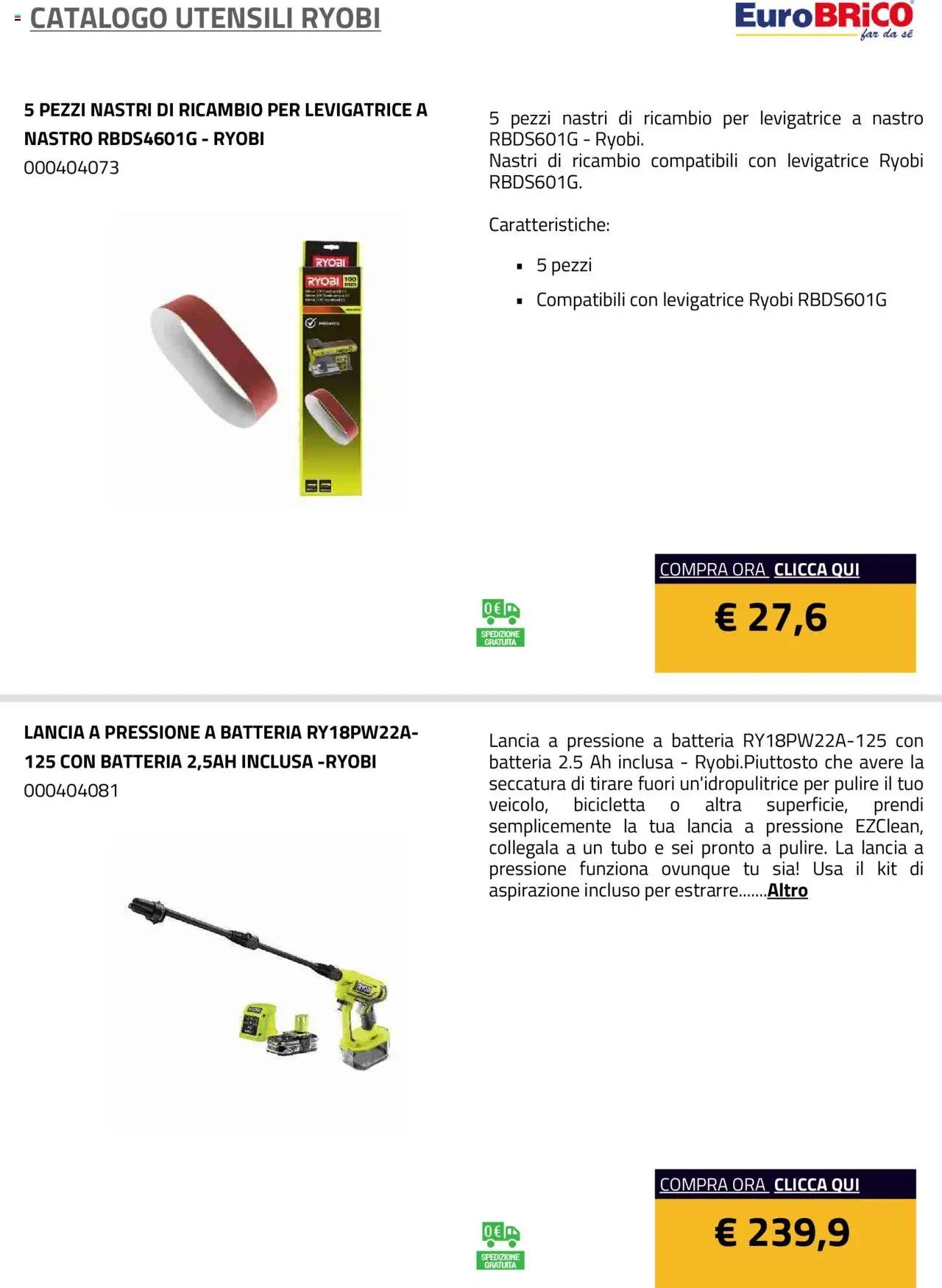 Eurobrico Utensili Ryobi catalogo
