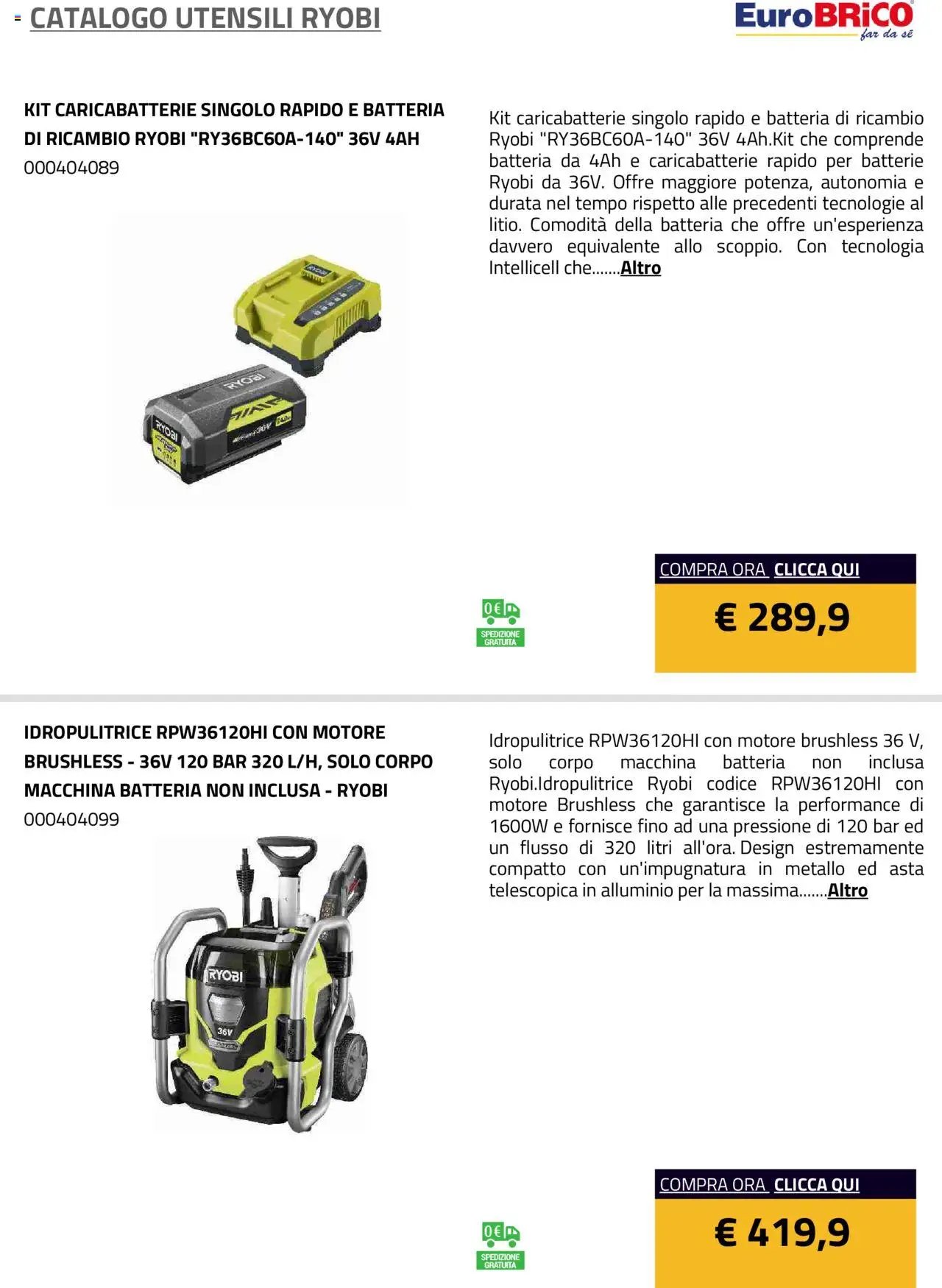 Eurobrico Utensili Ryobi catalogo
